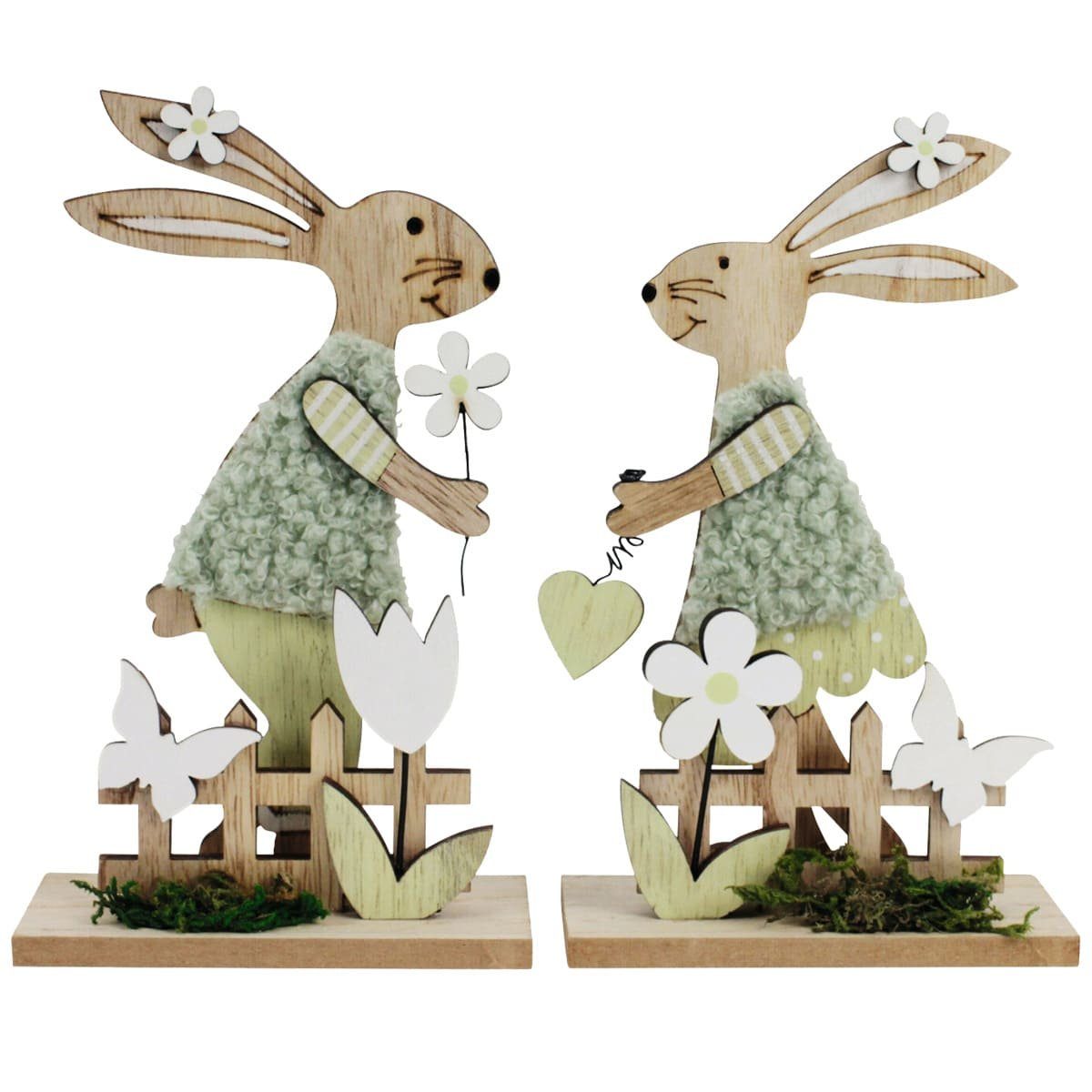 matches21 HOME & HOBBY Dekofigur Osterhasen Figuren Osterdeko aus Holz 2 Stk. 10 x 16cm (2 St)