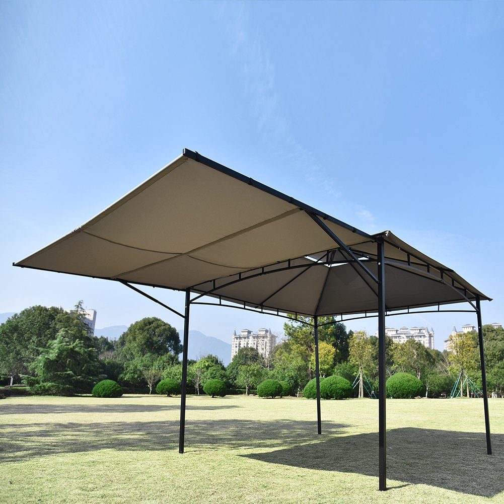 Pavillon, mit 1 Seitenteilen, Gartenpavillon mit ausziehbare Seitenteil, Wasserdicht Partyzelt, UV-Schutz, Stahlgestell, 3 x 3 x 2,6 m