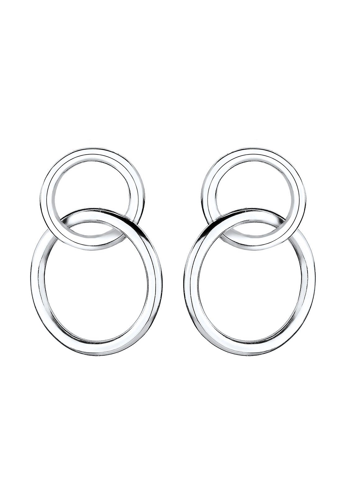 Paar Kreis Ohrhänger Kreis Silber, Minimal Layer Geo Elli Geo, Basic 925