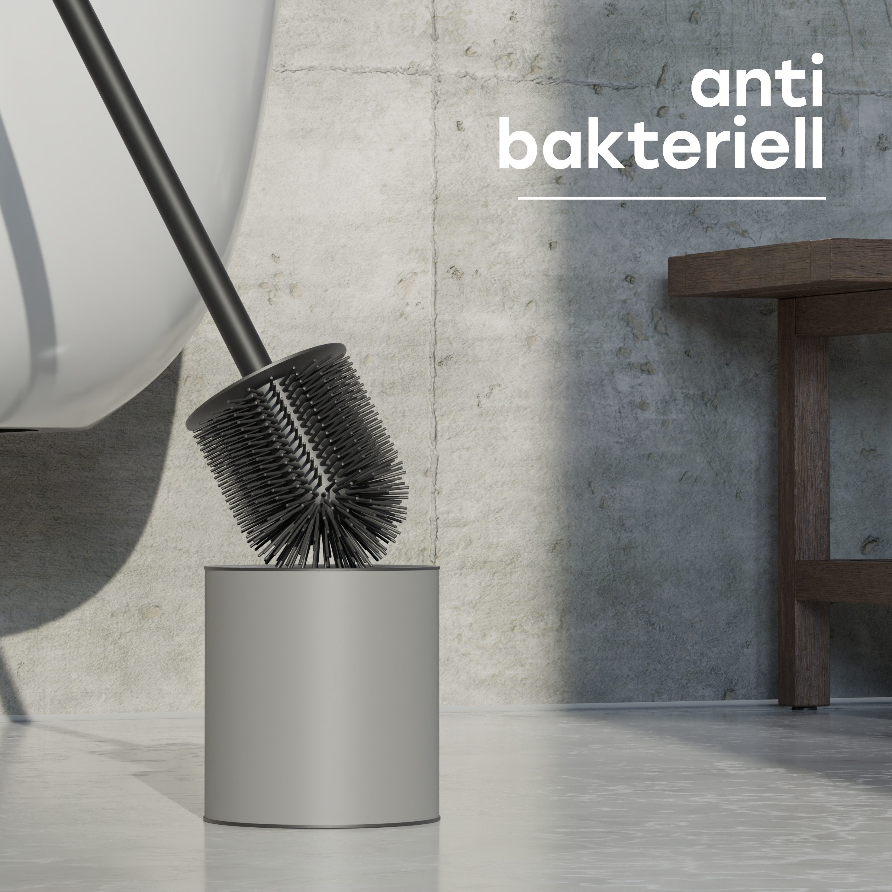 SAVEGA WC-Reinigungsbürste SAVEGA - Klobürste Silikon Edelstahl, Gästewc, Toiletten, Badezimmer, (Packung, 2-tlg), hygienische Silikonborsten, schnelltrocknend, – Bild 5 von 5