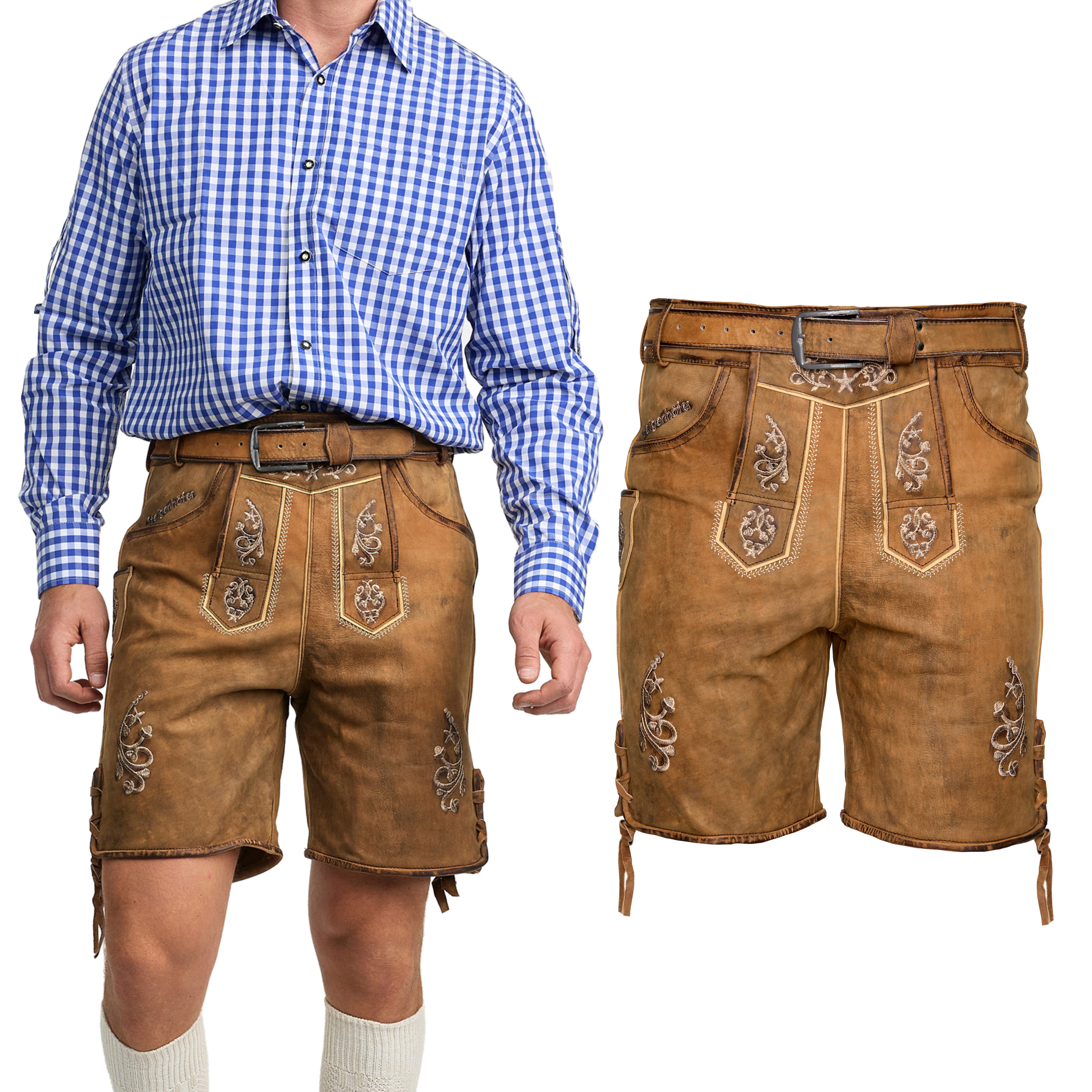 Steigenhöfer Manufaktur Trachtenlederhose ANTIK traditionelles bayrisches Trachtendesign, für Herren