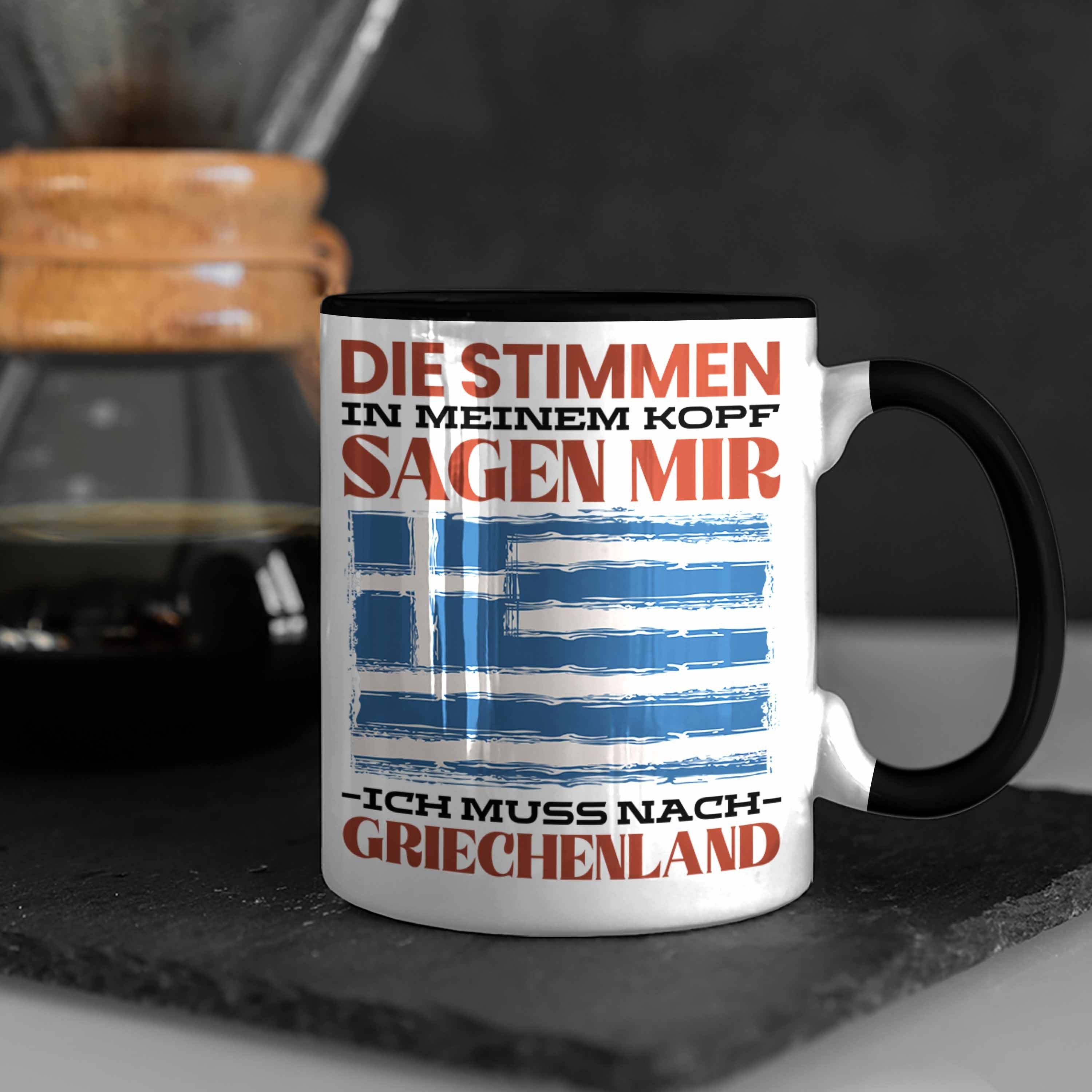 Trendation Griechenland Tasse Geschenkidee Schwarz Grieche Tasse Heimat Urlaub Geschenk Spruch