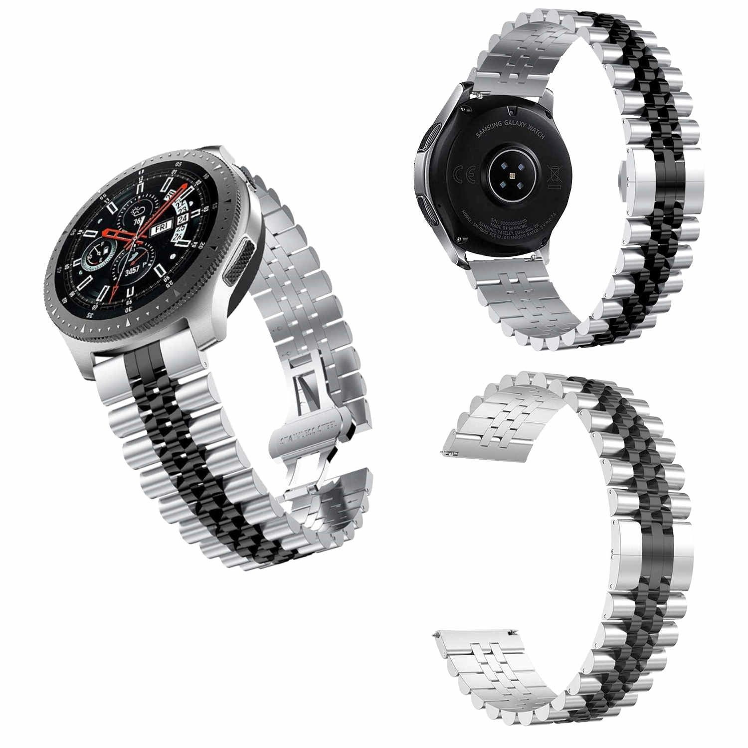 Wigento Smartwatch-Armband Für Samsung Galaxy Watch FE 6 5 4 Normal Pro Classic Edelstahl Armband