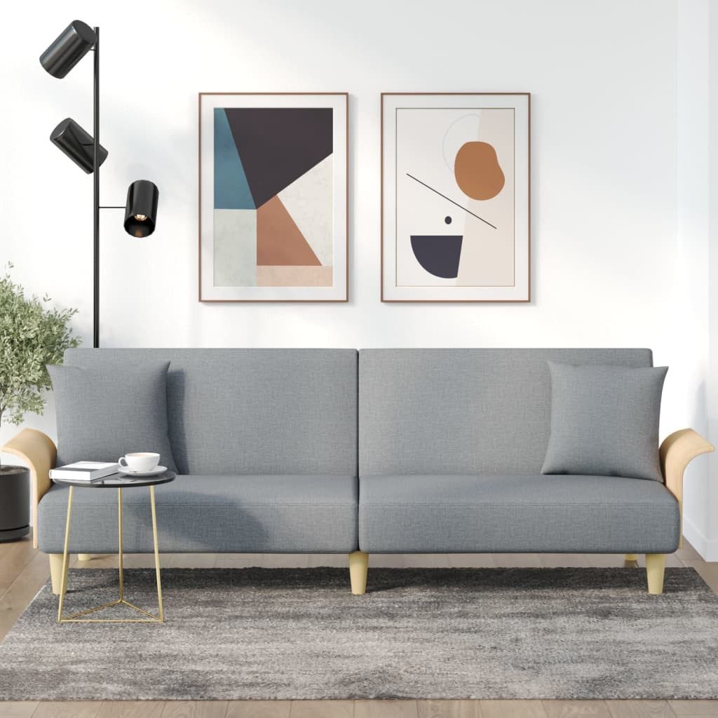 vidaXL Sofa Schlafsofa mit Armlehnen Hellgrau Stoff Schlafcouch Couch Sofa günstig online kaufen
