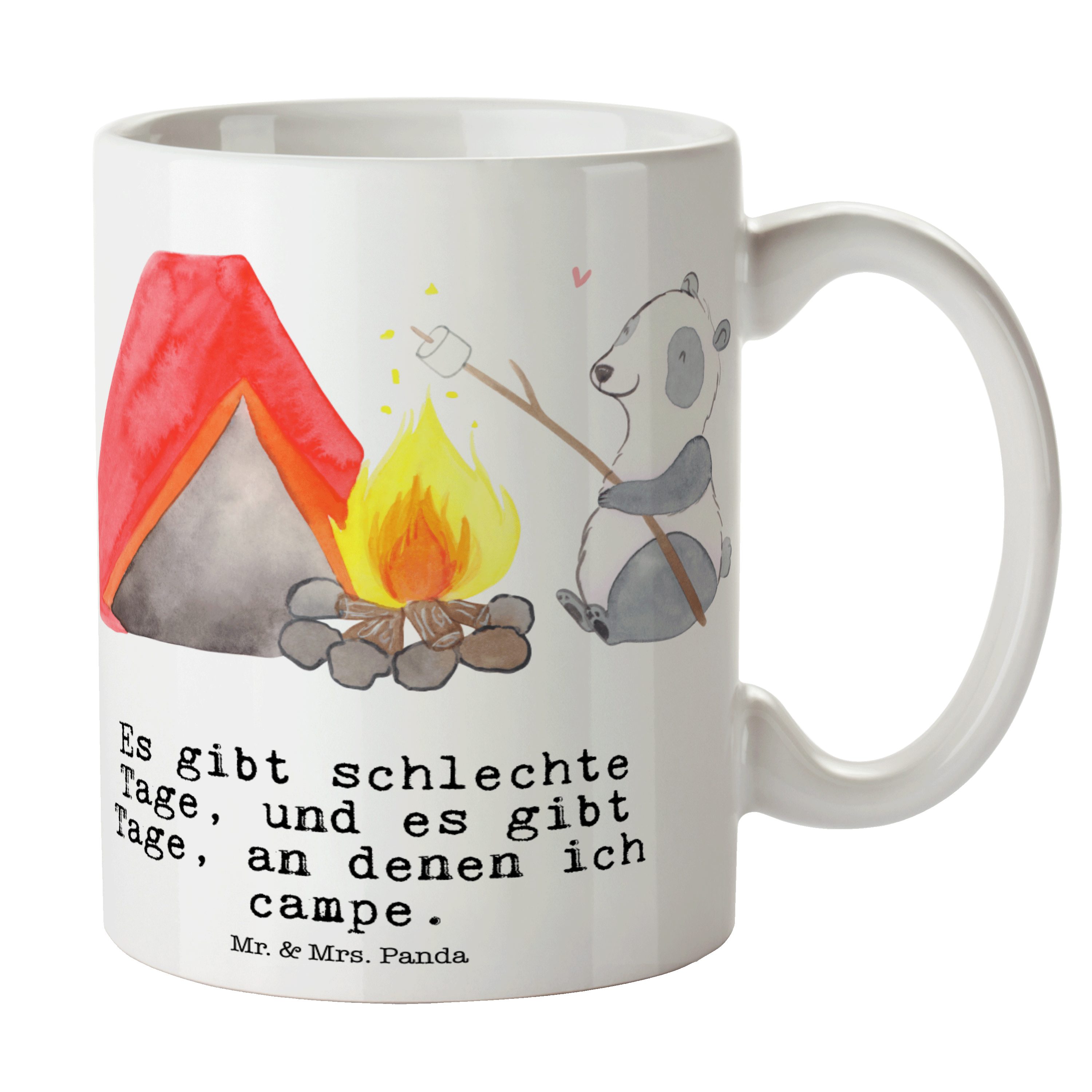 Mr. & Mrs. Panda Tasse Panda Campen Tage - Weiß - Geschenk, Gewinn, Keramiktasse, Tasse, Cam, Keramik