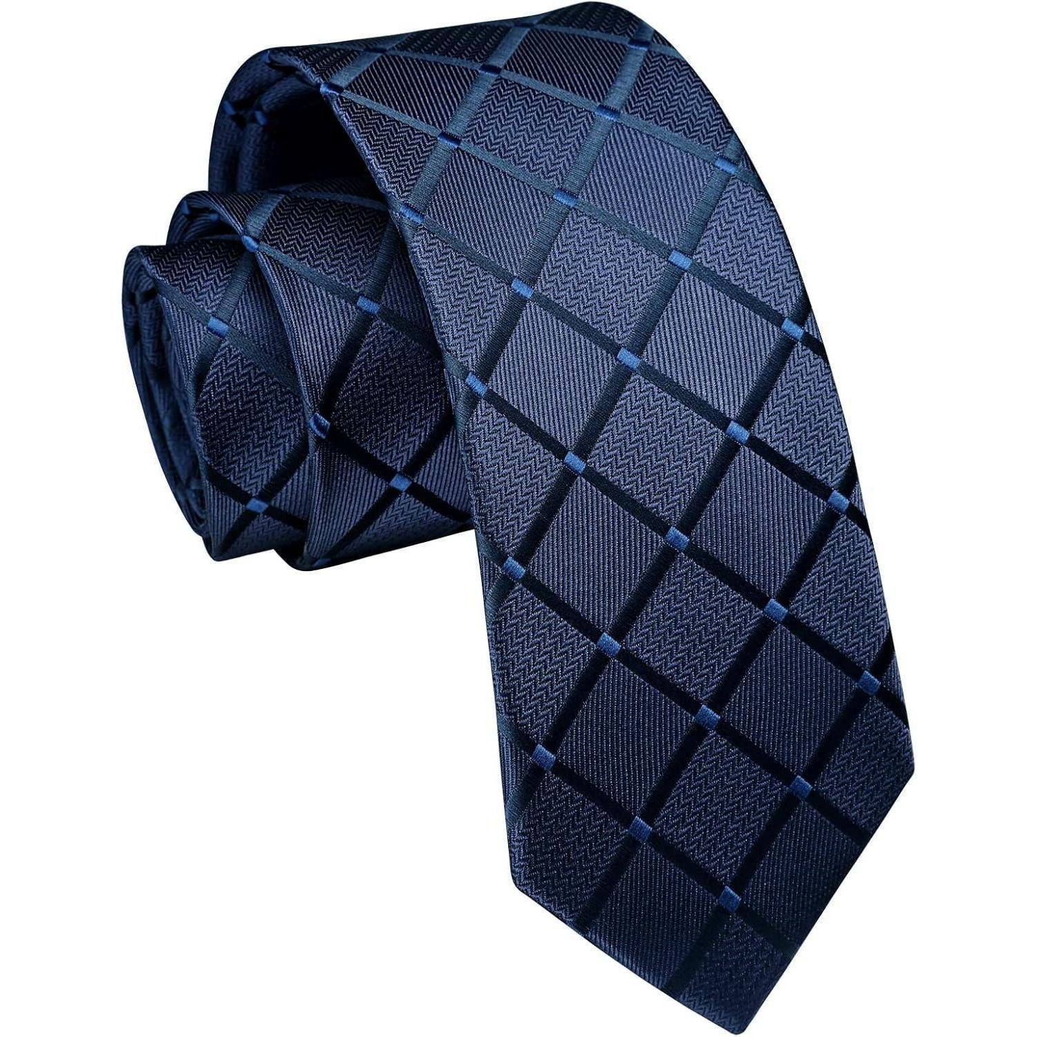 LuxusKollektion Krawatte Krawatte Herren schmale 6cm Hochzeit Einheitsgröße Marineblau Kariert