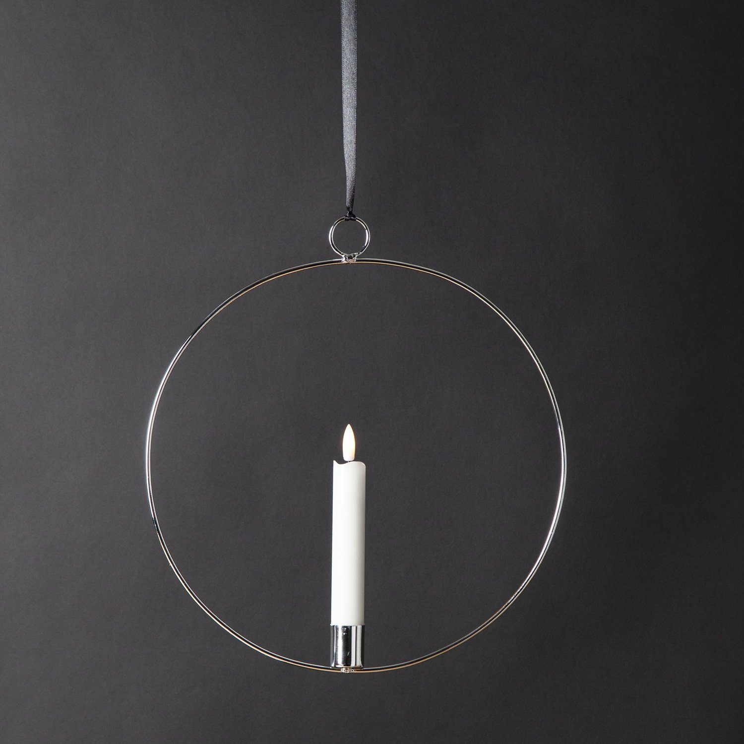 MARELIDA Hängeleuchte Dekoring mit LED Kerze Flamme mit Aufhänger 28,5cm Timer Batterie, LED Classic, warmweiß (2100K bis 3000K)