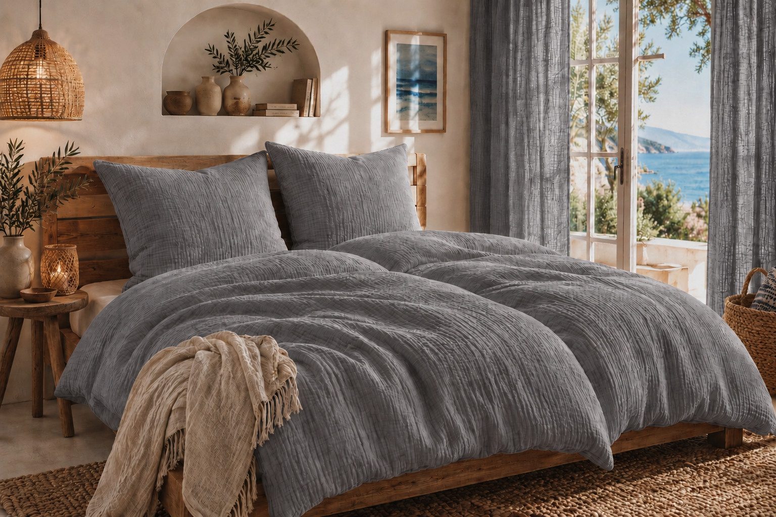 heimtexland Bettwäsche Musselin Bettwäsche Set kuschelweich atmungsaktiv, Baumwolle, 2 teilig, temperaturausgleichend I modern – Bild 5 von 5