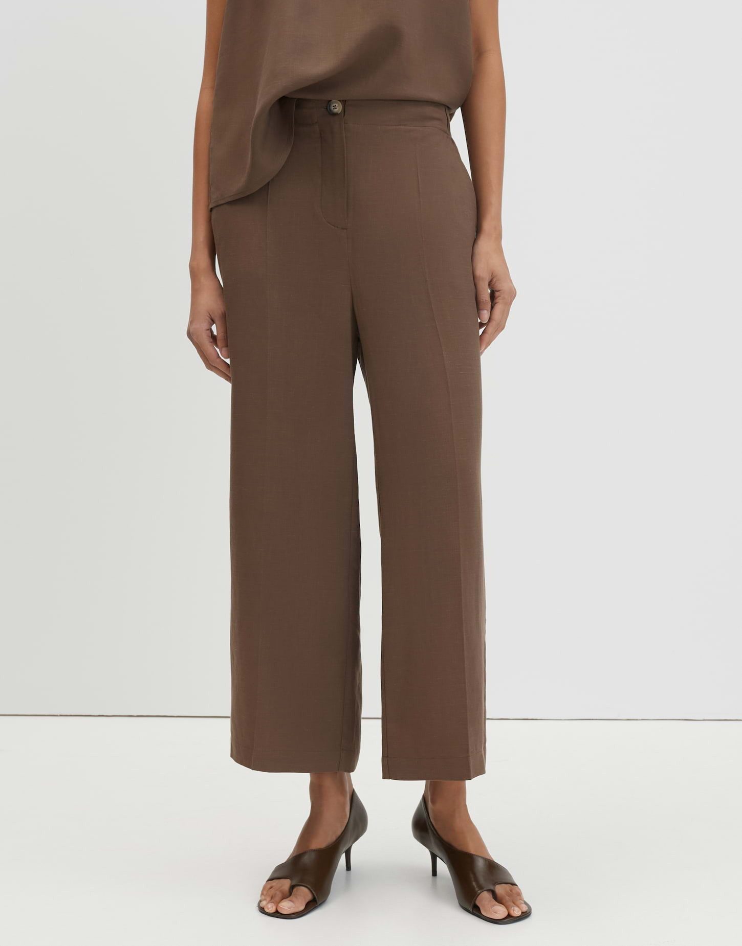 someday Culotte Celino cropped linen in weiter Passform Fließender Fall mit Bügelfalten und seitlichen Eingrifftaschen