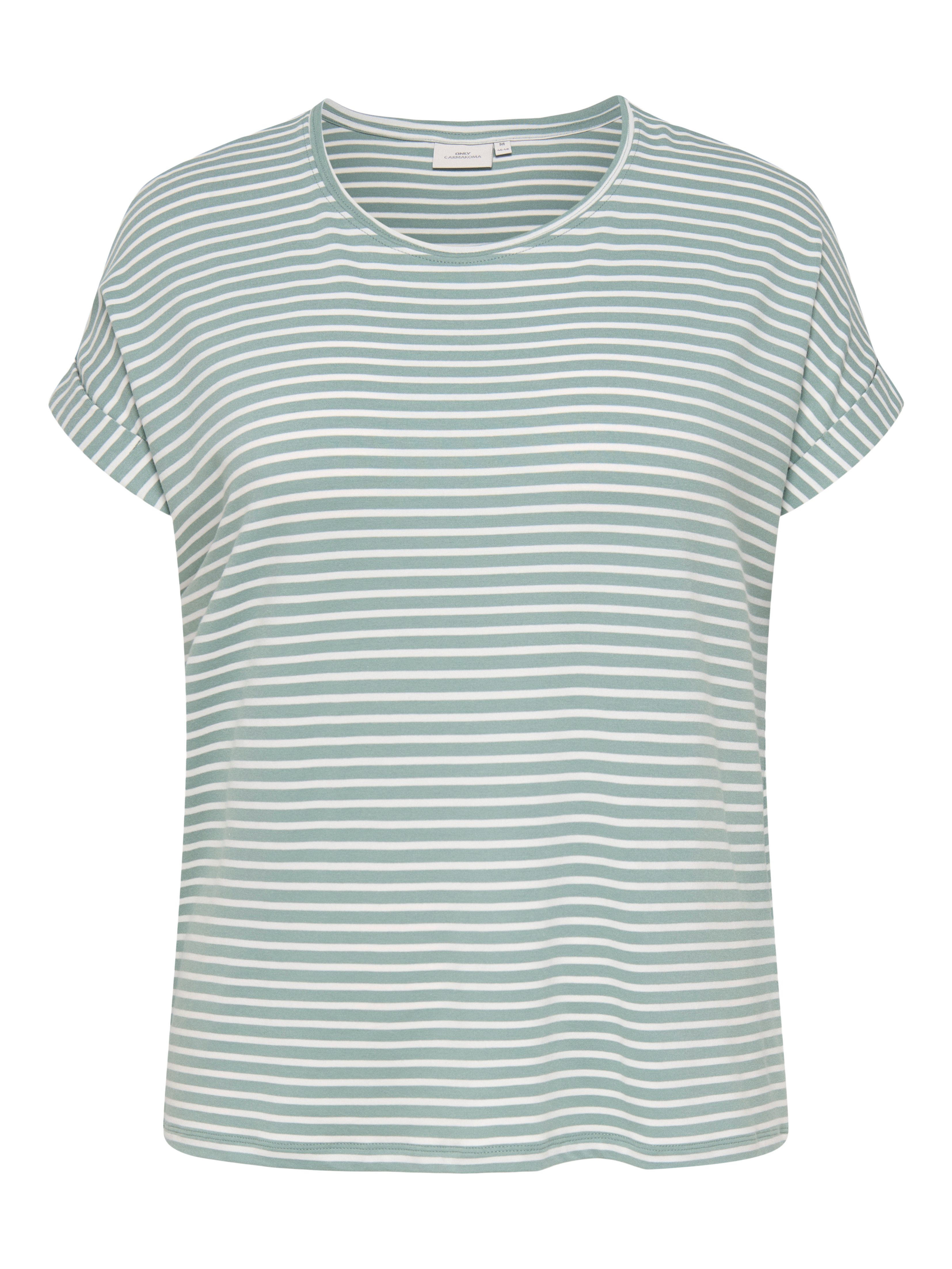 ONLY CARMAKOMA Kurzarmshirt CARMOSTER STRIPE S/S O-NECK TOP JRS NOOS Viskosemischung, regular fit