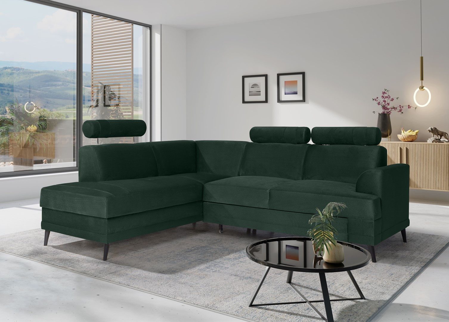 Beautysofa Ecksofa KORDIAN mit Schlaffunktion & Bettkasten, ideales Familiensofa für das Wohnzimmer, ELEMENT-Stoff in vielen Trendfarben