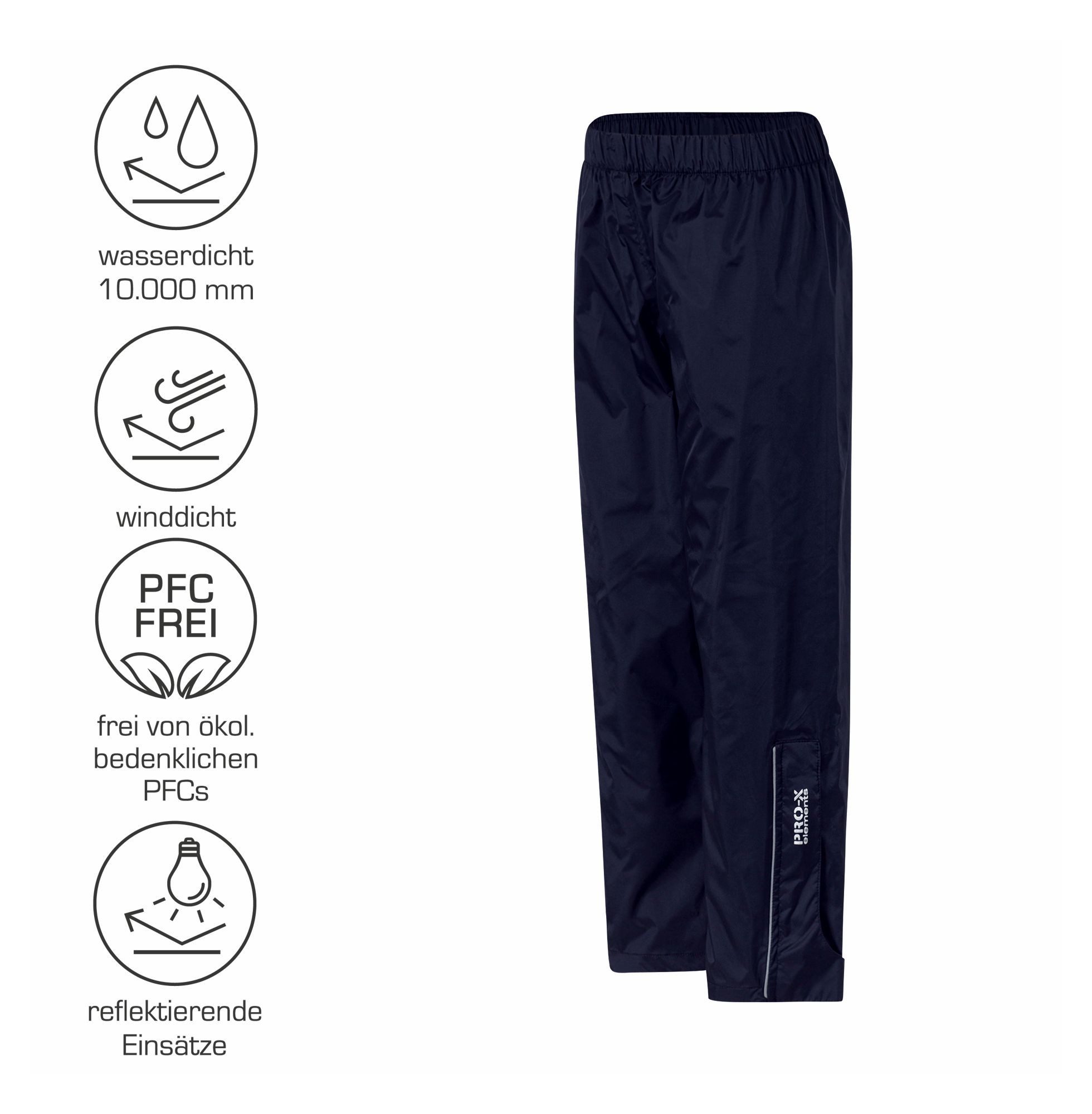 PRO-X ELEMENTS Regenhose TOMA wasserdicht, winddicht, verschweißte Nähte Gummizug im Bund