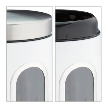 relaxdays Vorratsdose 4x Vorratsdose mit Sichtfenster weiß, Eisen