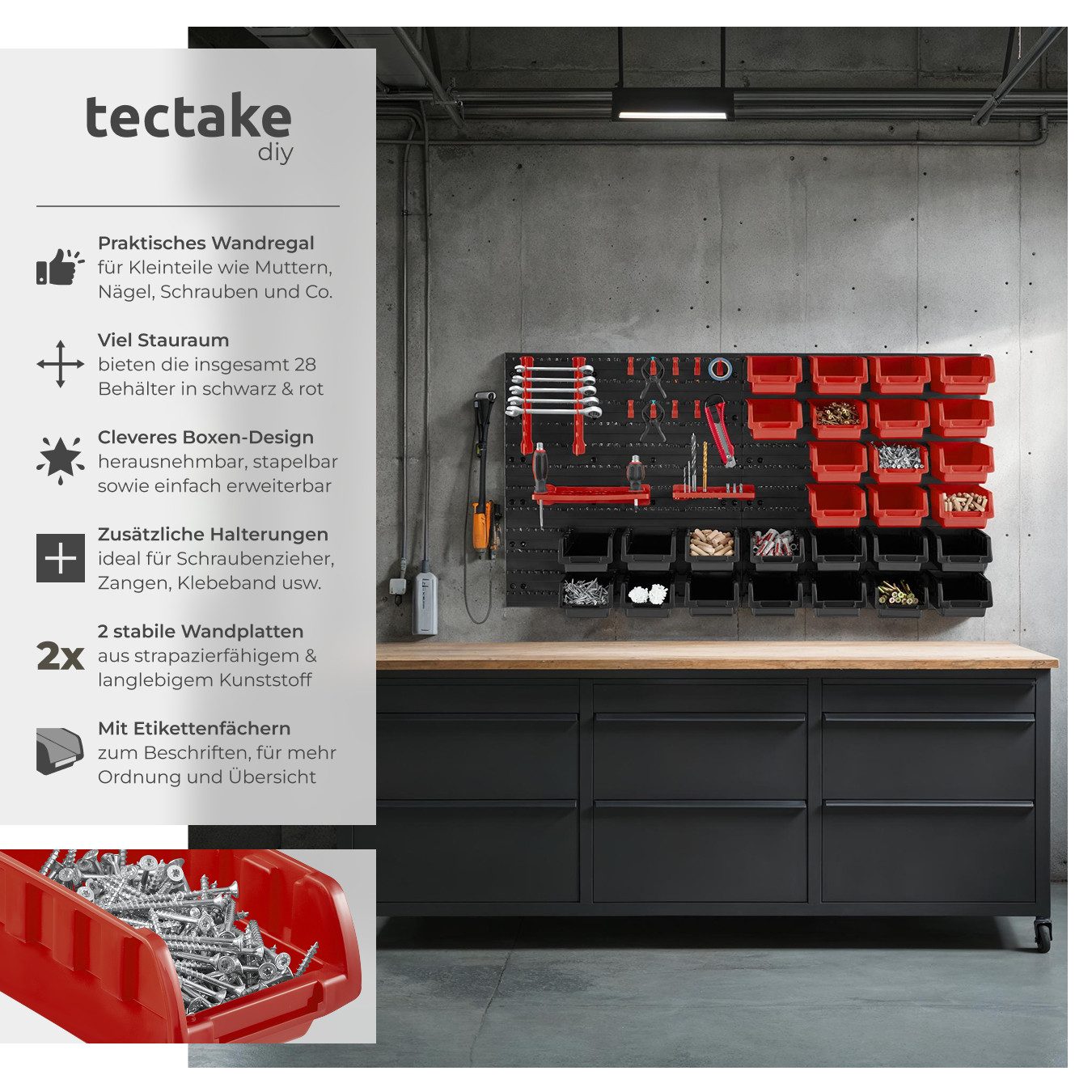 tectake Regal Kleinteilemagazin, pro Stück 1-tlg., 44-teilig, mit 2 Wandpla günstig online kaufen