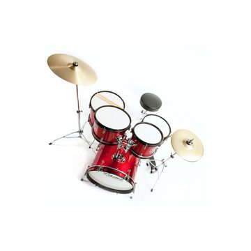 FAME Schlagzeug,Kiddyset 5 PC Junior Drumset Red, Kinderschlagzeug mit Bass Drum, Toms, Snare, Hardware und Hocker, von 3 -10 Jahren, mit Zubehör und Drumsticks, Schlagzeuge, Drum-Sets, Kinderschlagzeug, Junior Drumset, Kiddyset
