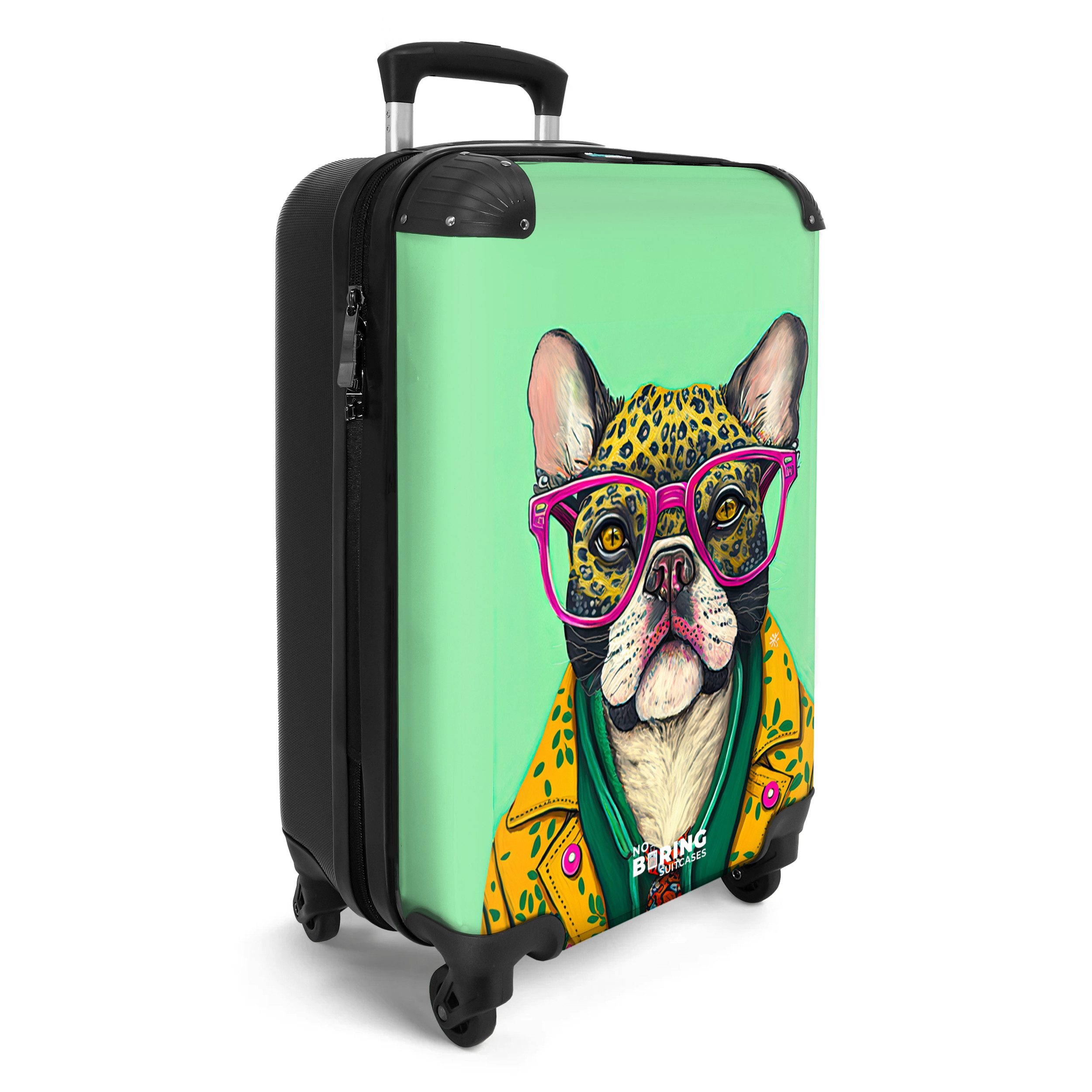 NoBoringSuitcases.com© Hartschalen-Trolley Hund - Hippie - günstig online kaufen