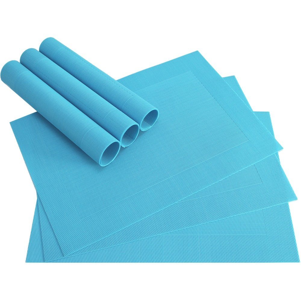 matches21 HOME & HOBBY Platzset Tischset BORDA 6er blau hellblau türkis Tischunterlage als Tischdeko, (6-St), modernes Esstisch Platzdeckchen als abwaschbarer Tischuntersetzer