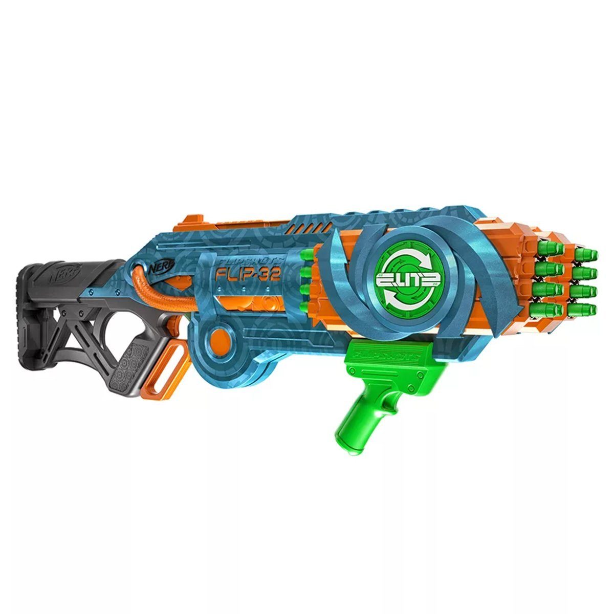 Hasbro Blaster Nerf Elite 2.0 Flipshots - Blaster bis 27m 32 Dart, Der größte Flip Blaster mit 32 Läufen!