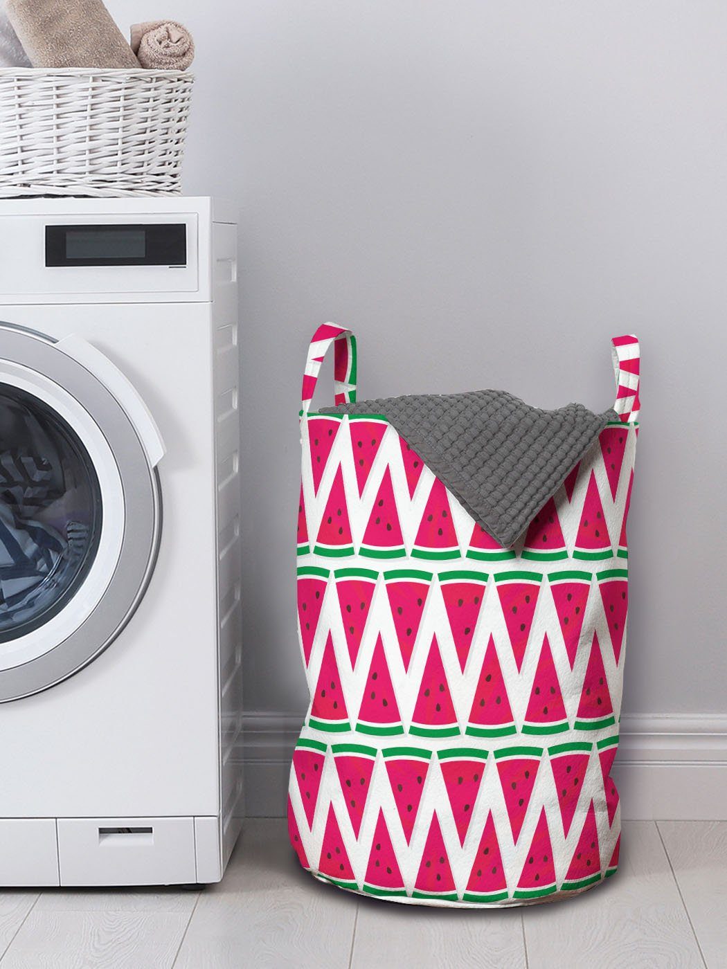 Abakuhaus Wäschesäckchen Wäschekorb für Kordelzugverschluss Triangle Griffen mit Scheiben Wassermelone Waschsalons