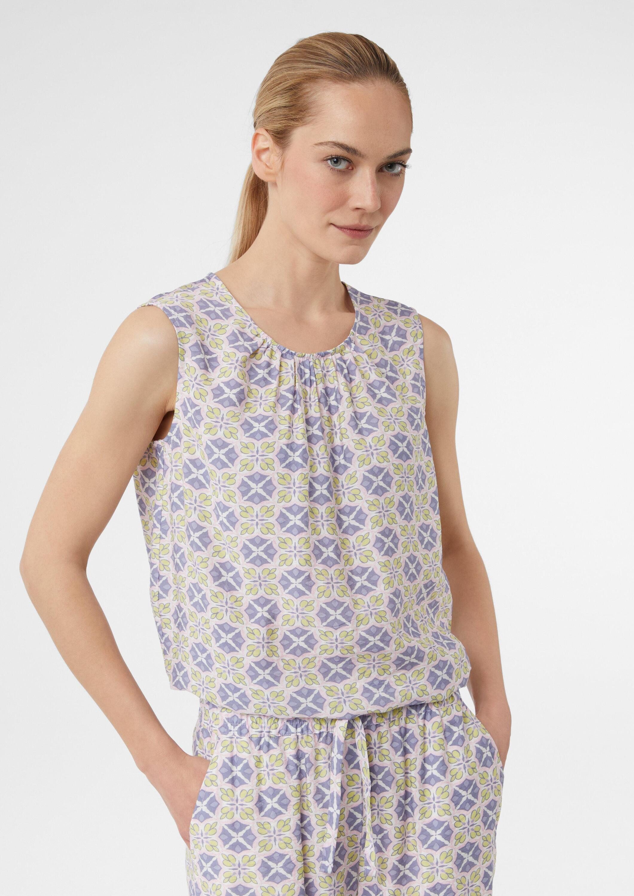 comma Blusentop Bluse Strukturiertes Blusentop mit Raffung