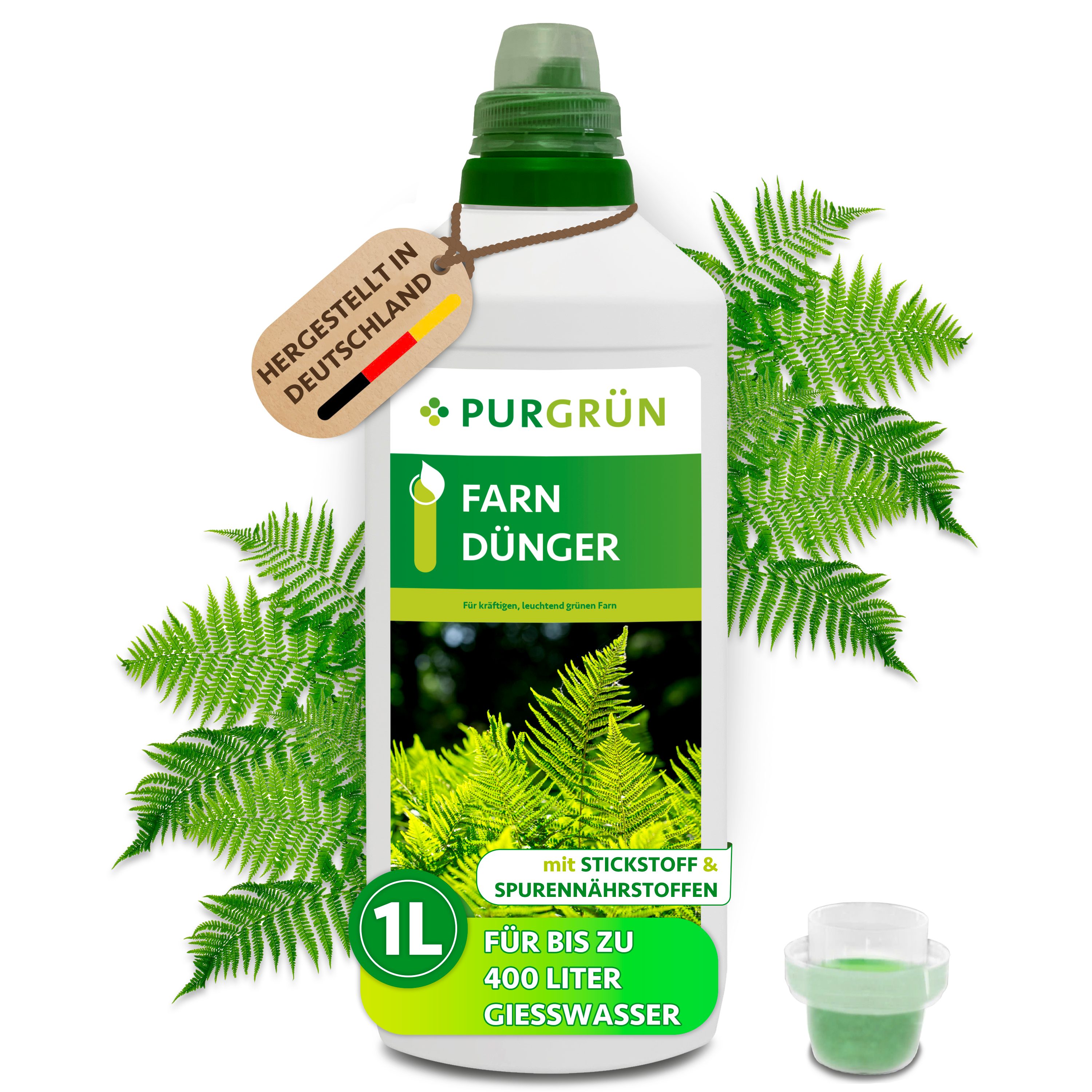 Purgrün Universaldünger Farn Dünger, NPK 10+4+6, stärkt Widerstandskraft, 1L, Flüssigdünger, 1-St., 1 Liter