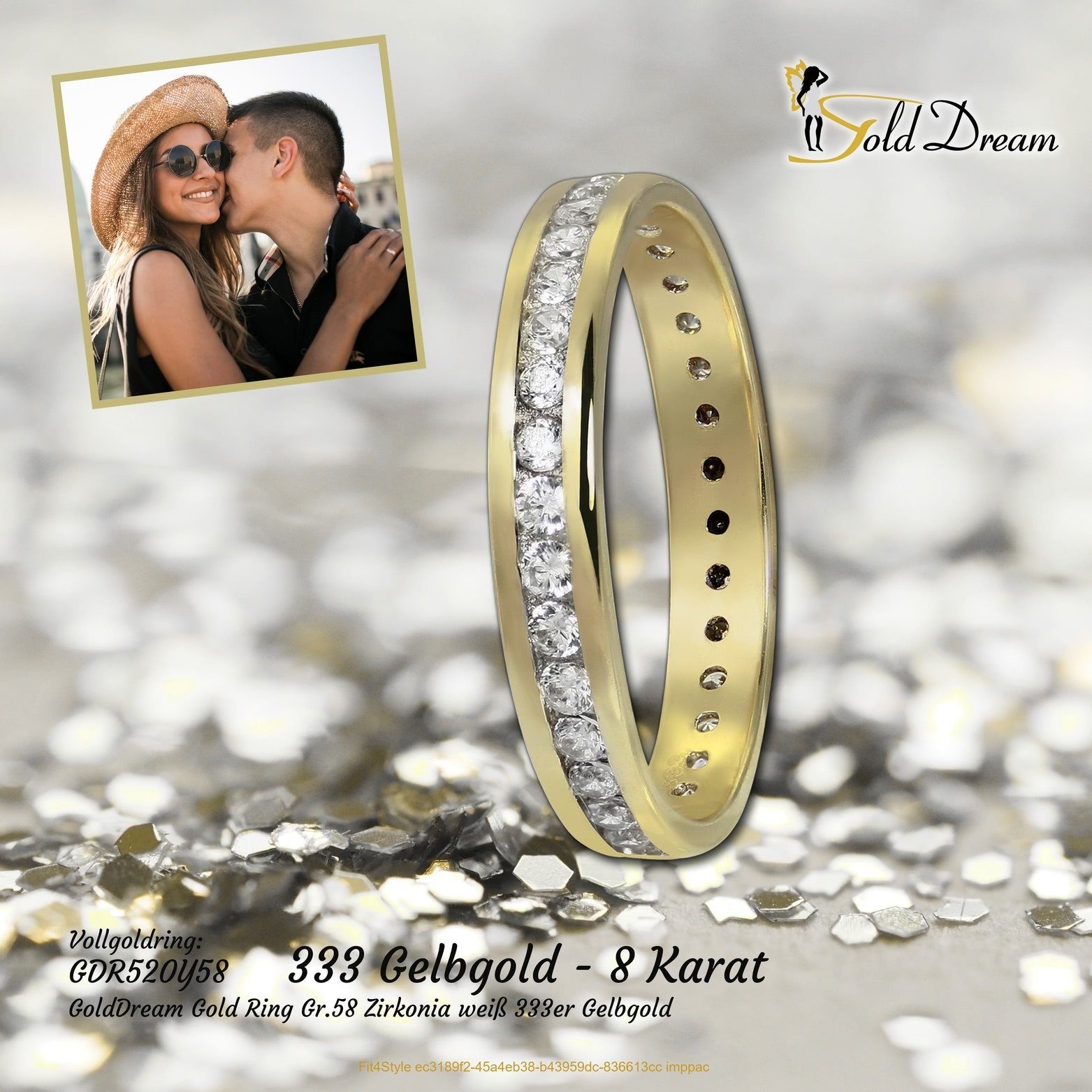 GoldDream Goldring GoldDream Ring Damen Gr. 58 Gold 8K, Damen Ring Echtgold, 333er Gelbgold, gold, weiß, Zirkonia