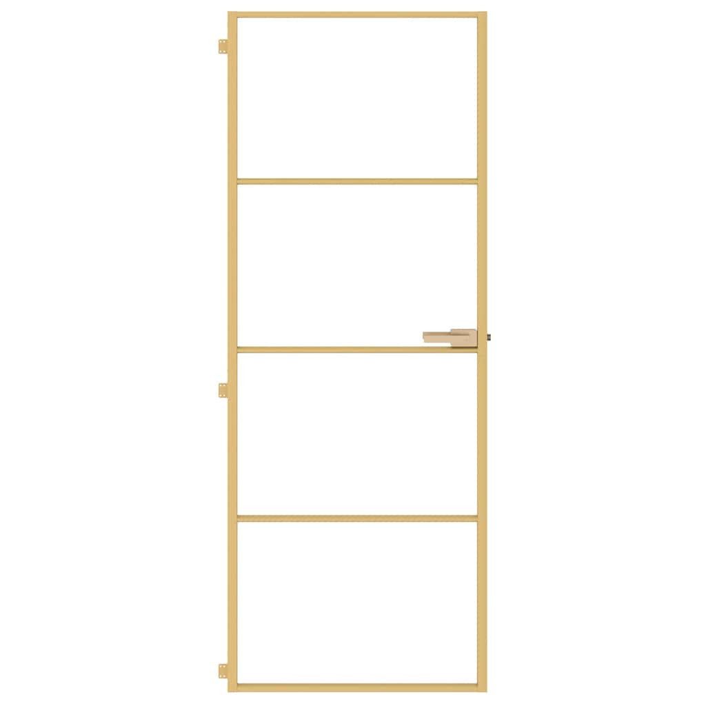 vidaXL Haustür Innentür Schlank Golden 76x201,5 cm Hartglas und Aluminium (1-St)