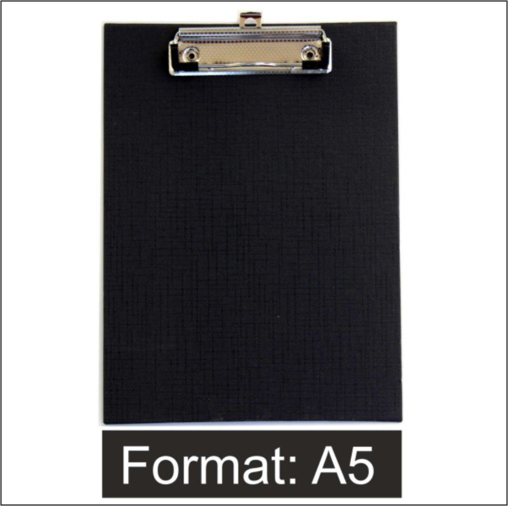 d.rect Schreibmappe Klemmbrett DIN A5 (1-St), aus Graupappe, mit PVC-Folien Überzug und Drahtbügelklemme