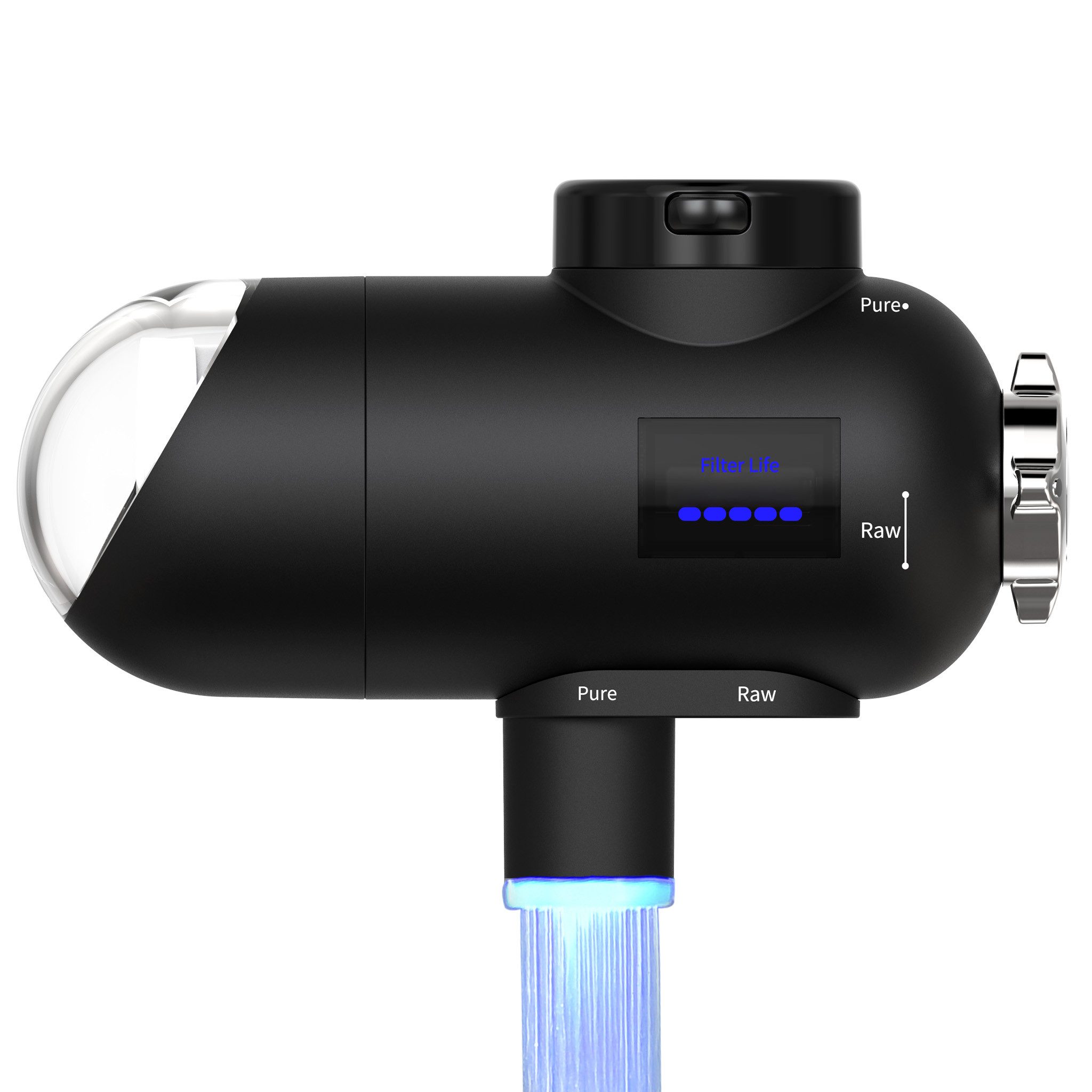 HOMELODY Wasserhahnfilter Wasserfilter für Trinkwasser mit UV-Licht und LED-Anzeige, Doppelmodus, Aktivkohle,Schwarz,für Standard-Wasserhähne