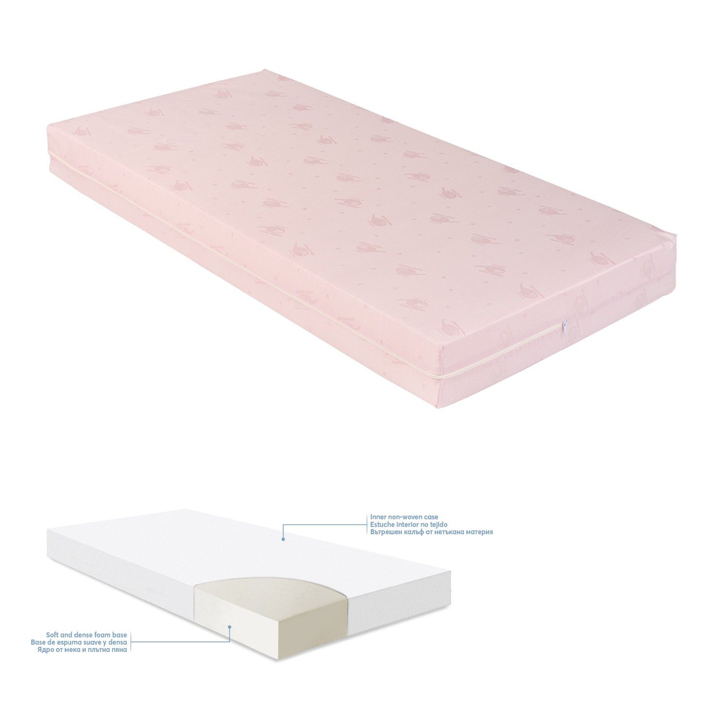 Kindermatratze Matratze extra Comfort, Kikkaboo, 12 cm hoch, 120 x 60 x 12 cm, Bezug abnehmbar rosa