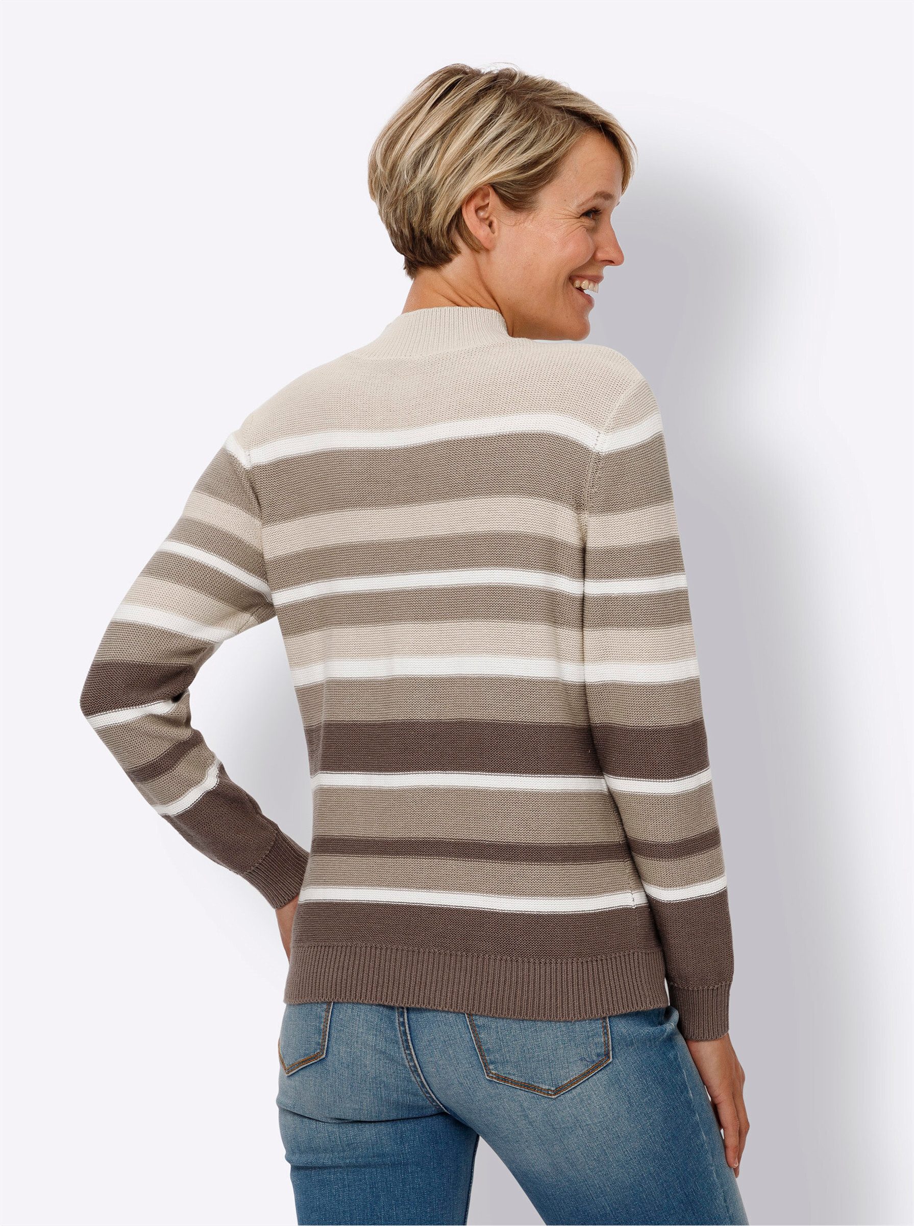 Sieh an! Strickpullover Stehkragen-Pullover Langarm Jersey günstig online kaufen