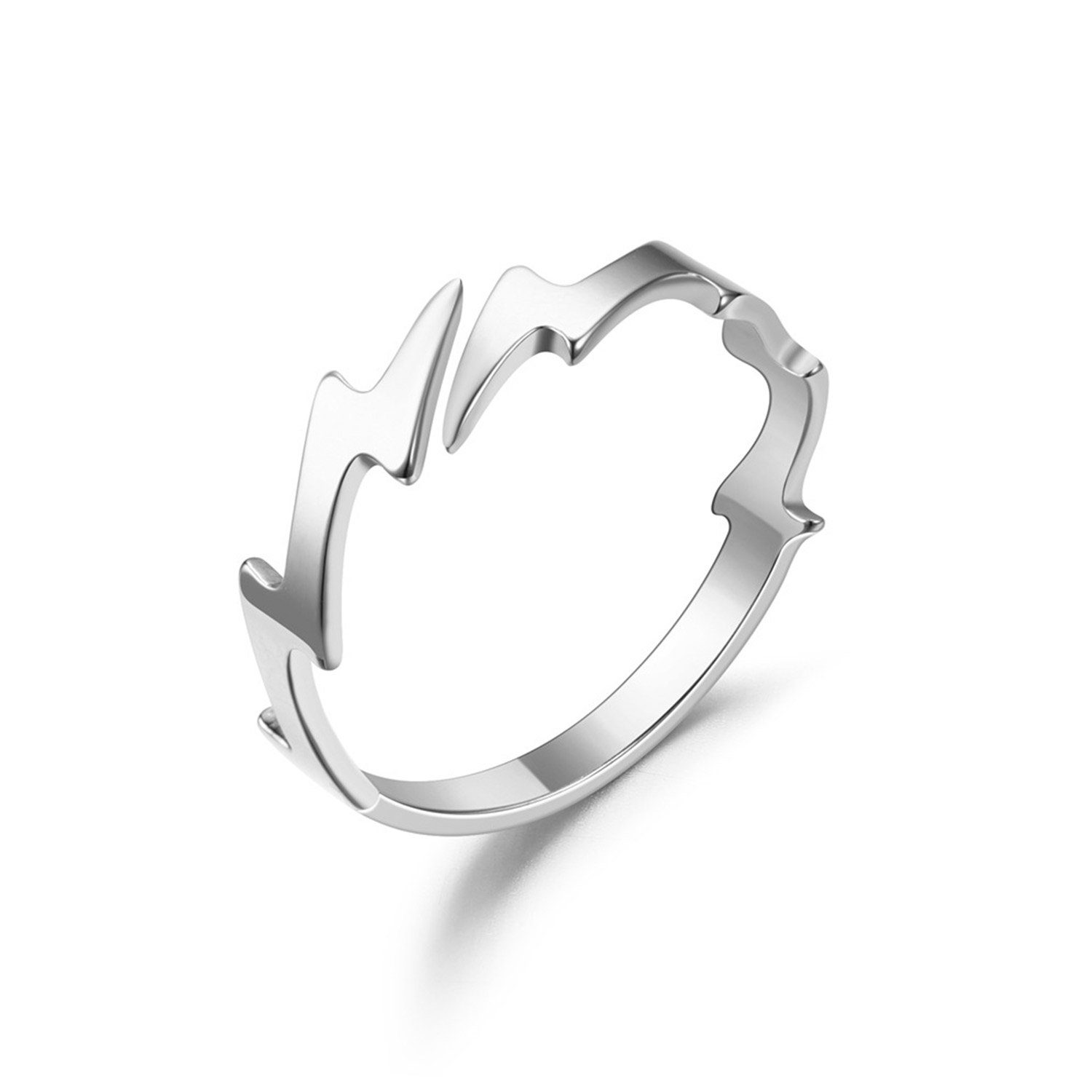 Förderungsberechtigung MAGICSHE Fingerring Blitz Titan verstellbar Ring Silber Stahl offener