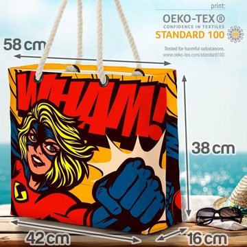 VOID Strandtasche (1-tlg), Pop Art Superheldin Pop Art Superheldin Frauen me too weiblich Mädche