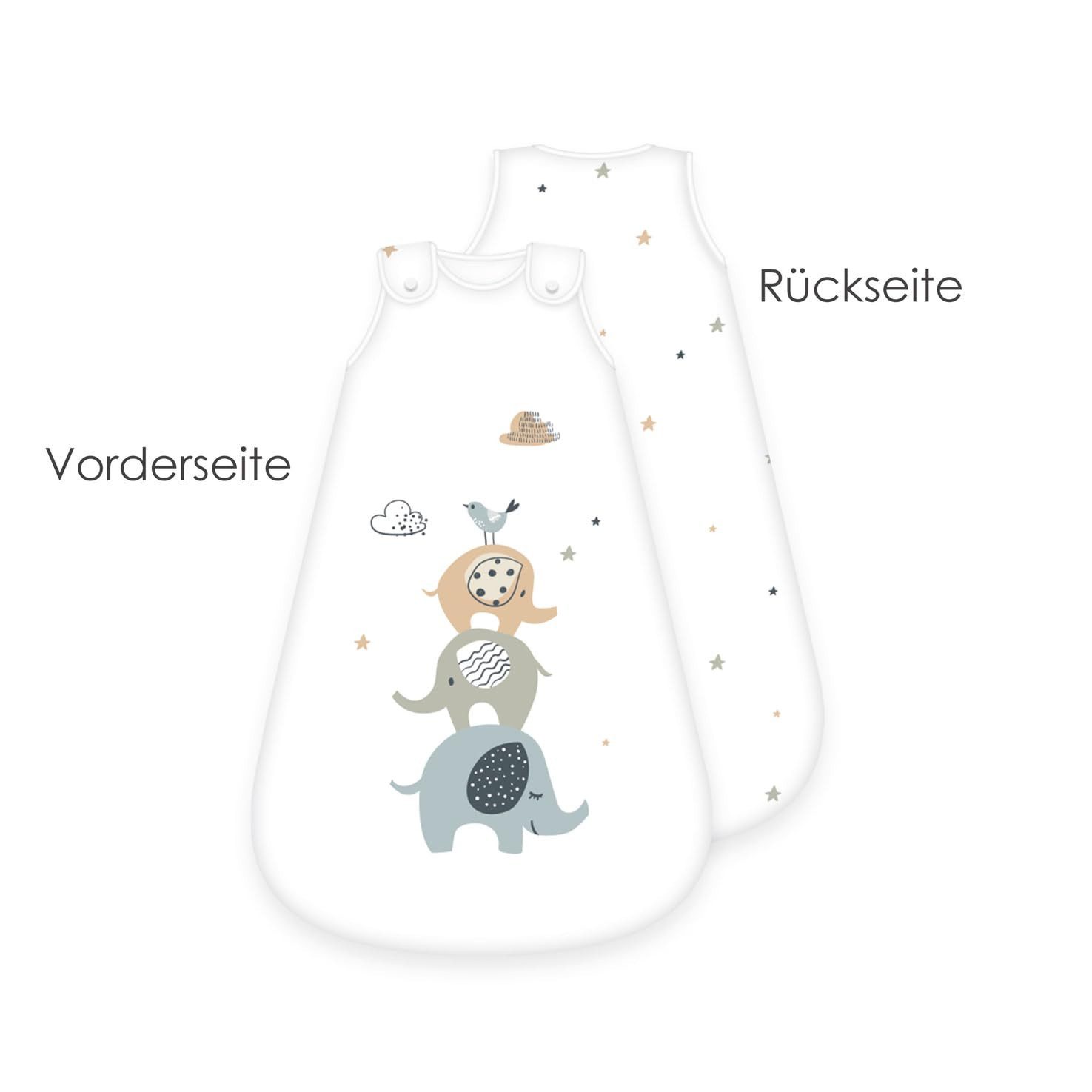 Herding Babyschlafsack Herding babybest® Ganzjahres-Schlafsack für Babys Elephants Baumwolle (1 tlg., 1 Baby-Schlafsack 60 x 45 cm), Langlebig