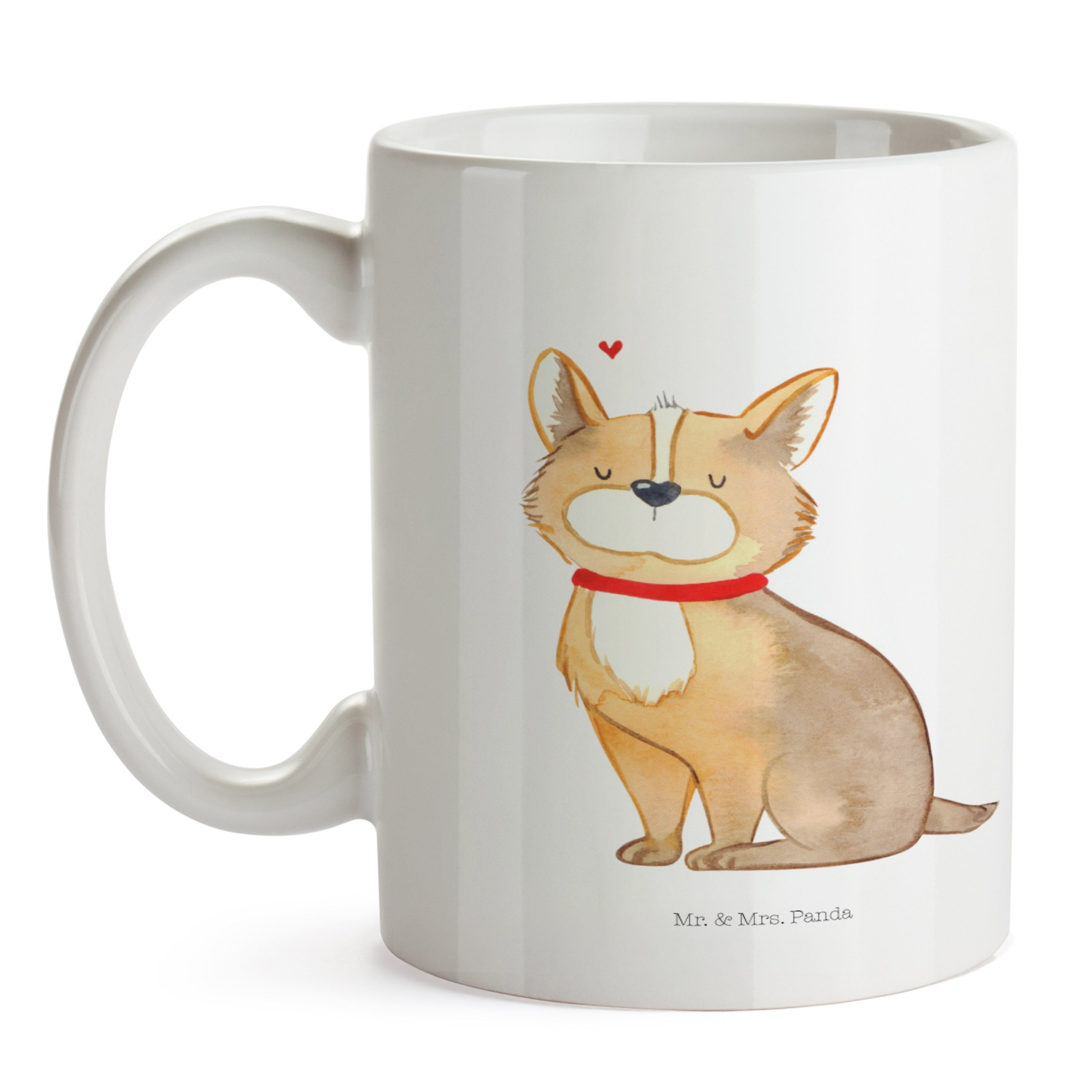 - & Mrs. Geschenk, Keramik Teetasse, Panda Keramiktasse, Tasse Hundeglück Hundebesitzer, Mr. Weiß -