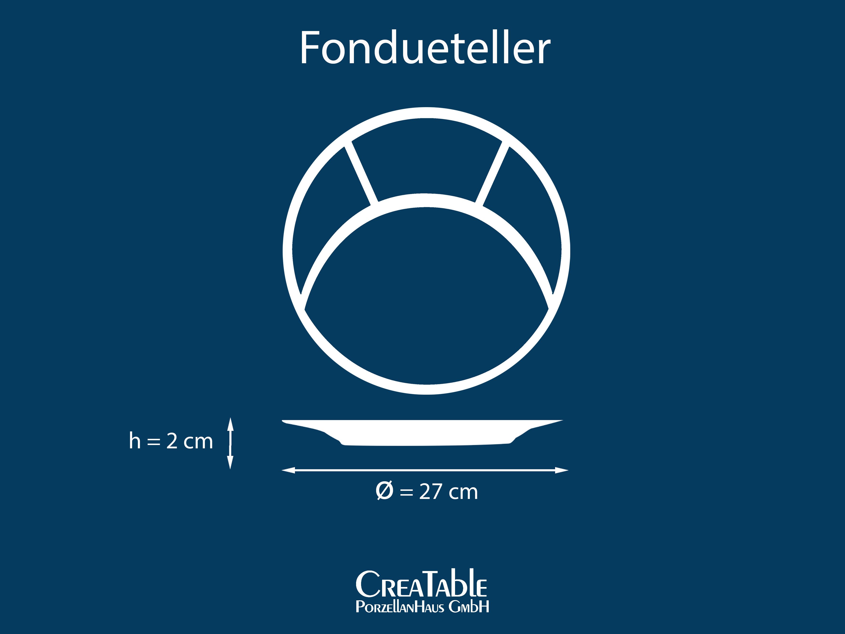 CreaTable Fondueteller Essteller Universal, (4 St), Teller Set, 4 Personen, Porzellan, spülmaschinenfest, Made in Europe