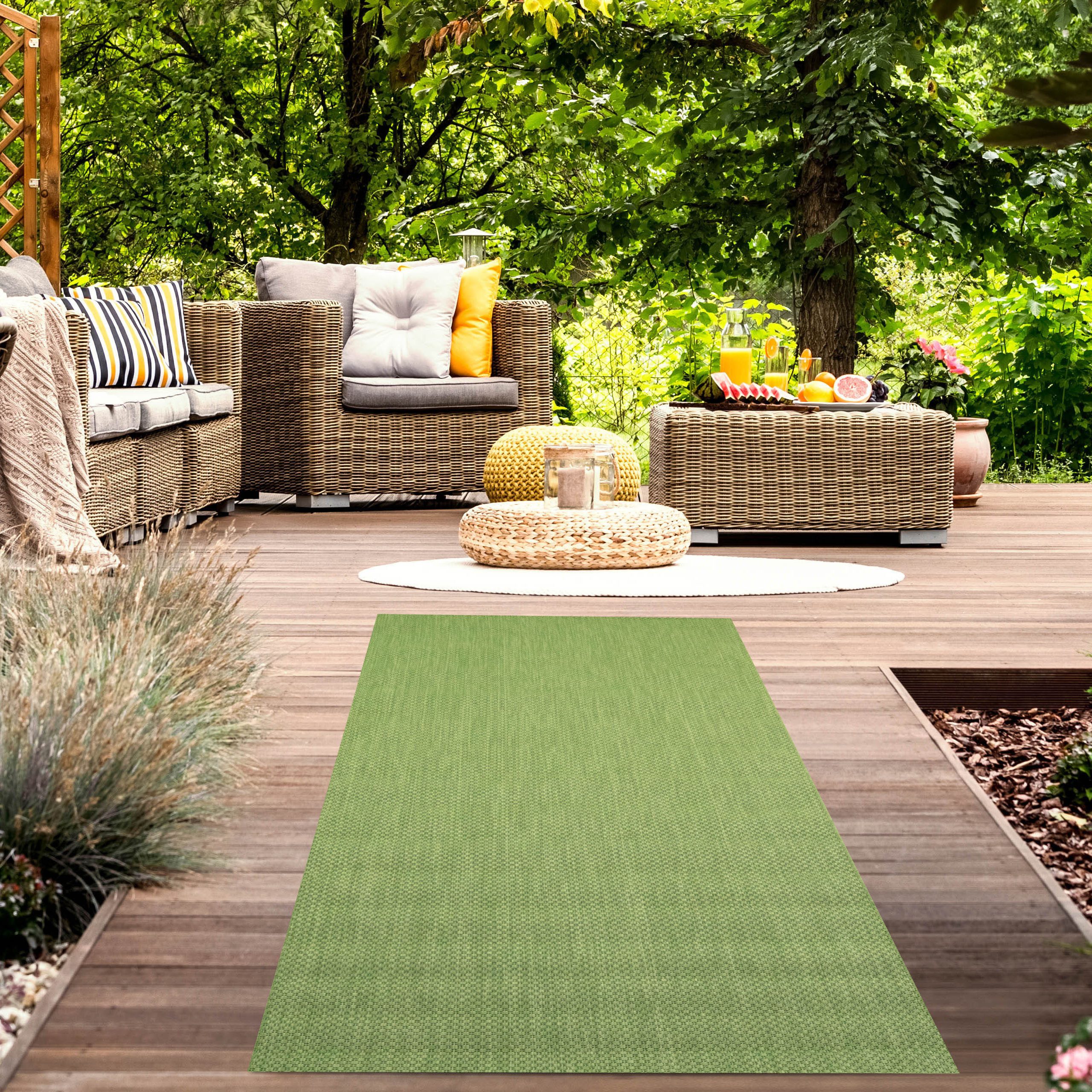Carpetia Outdoorteppich zeitlos, rechteckig, Höhe: 5 mm, pflegeleicht, wetterbeständig, für Innen- und Außenbereich geeignet
