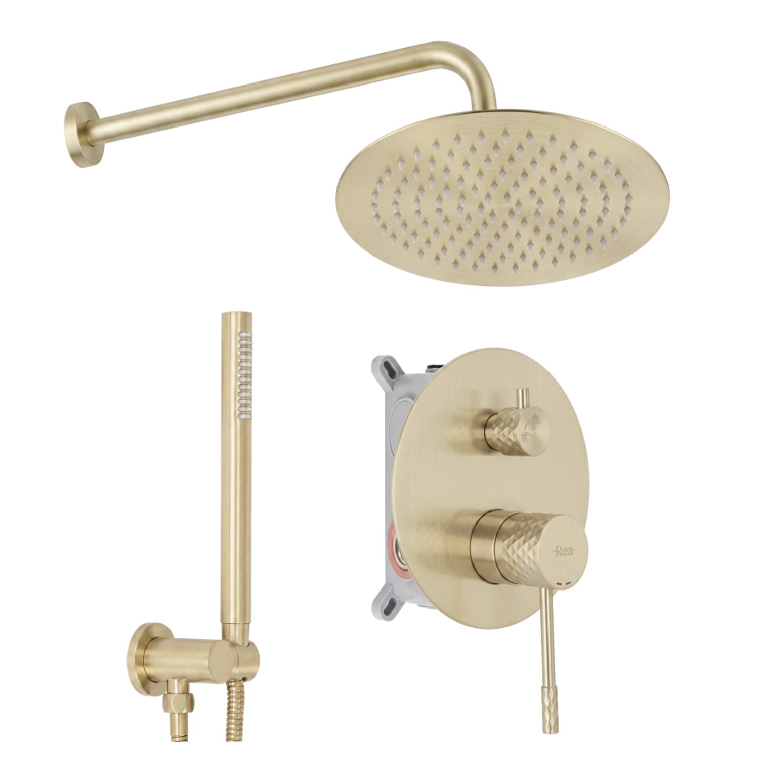 wohnwerk.idee Duschsystem Unterputz Duschset Diamond Regendusche Gold Matt Duscharmatur