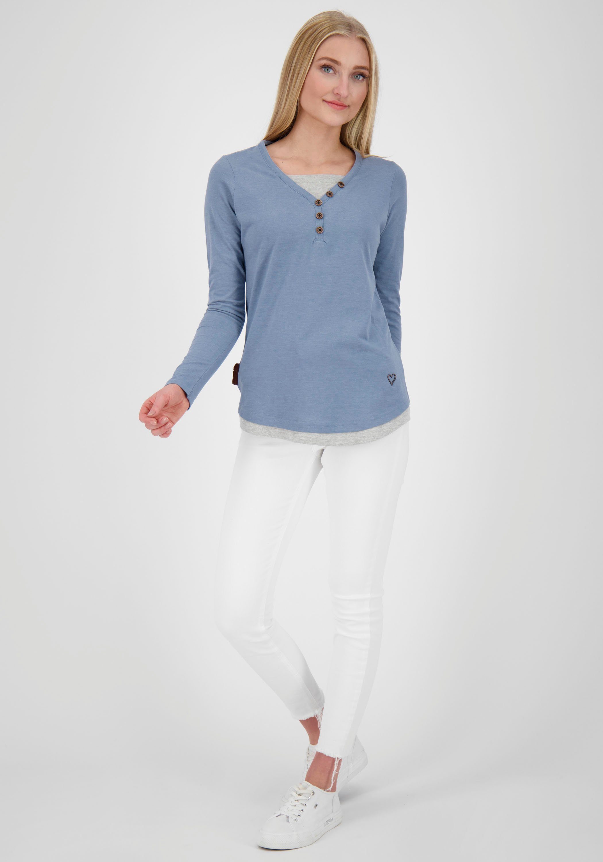 Alife & Kickin 2-in-1-Look Longsleeve blue LelitaAK A T-Shirt im feminines