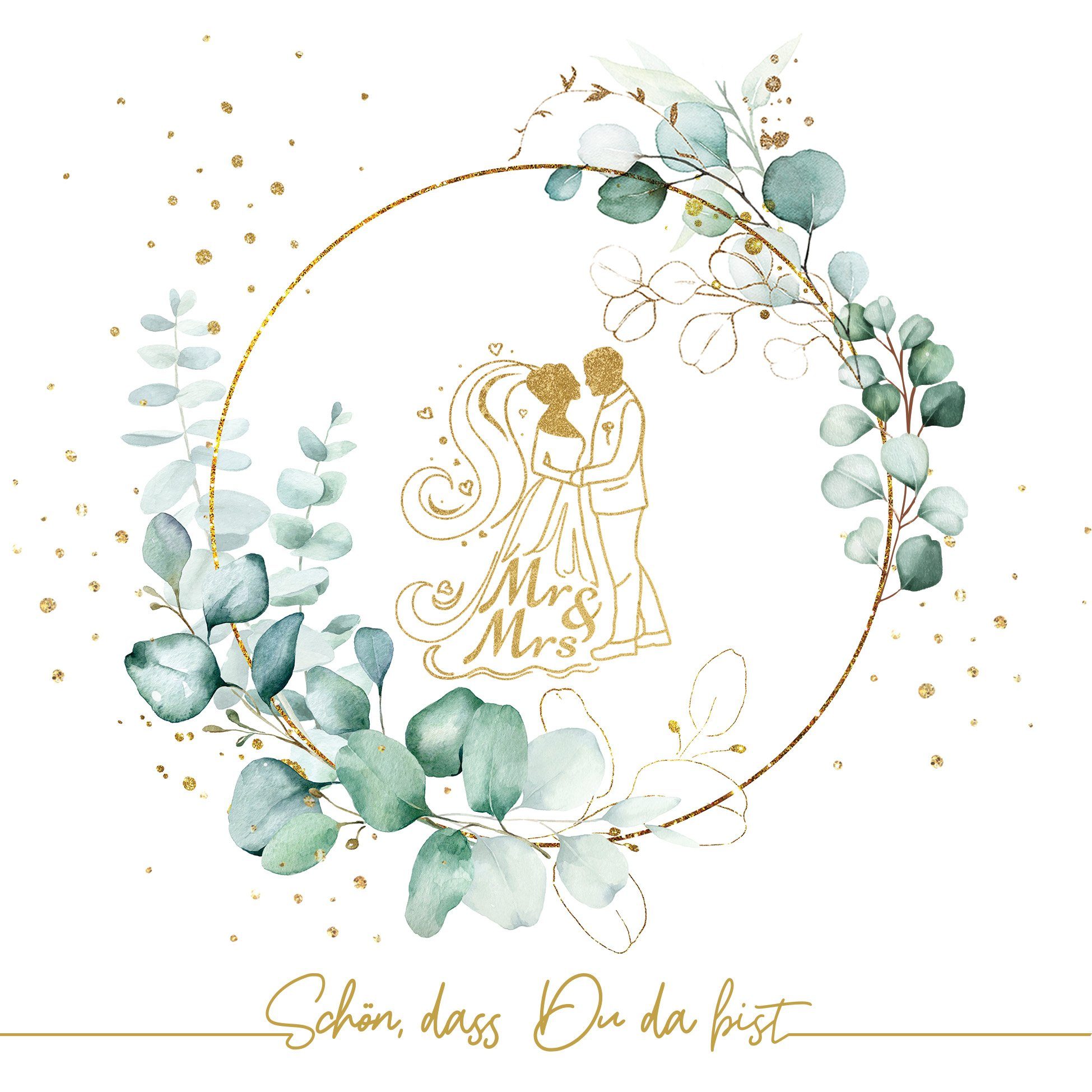 Serviettenshop Papierserviette 20 Servietten Eucalyptus Golden Wedding 33x33cm, (20 St) – Bild 2 von 2