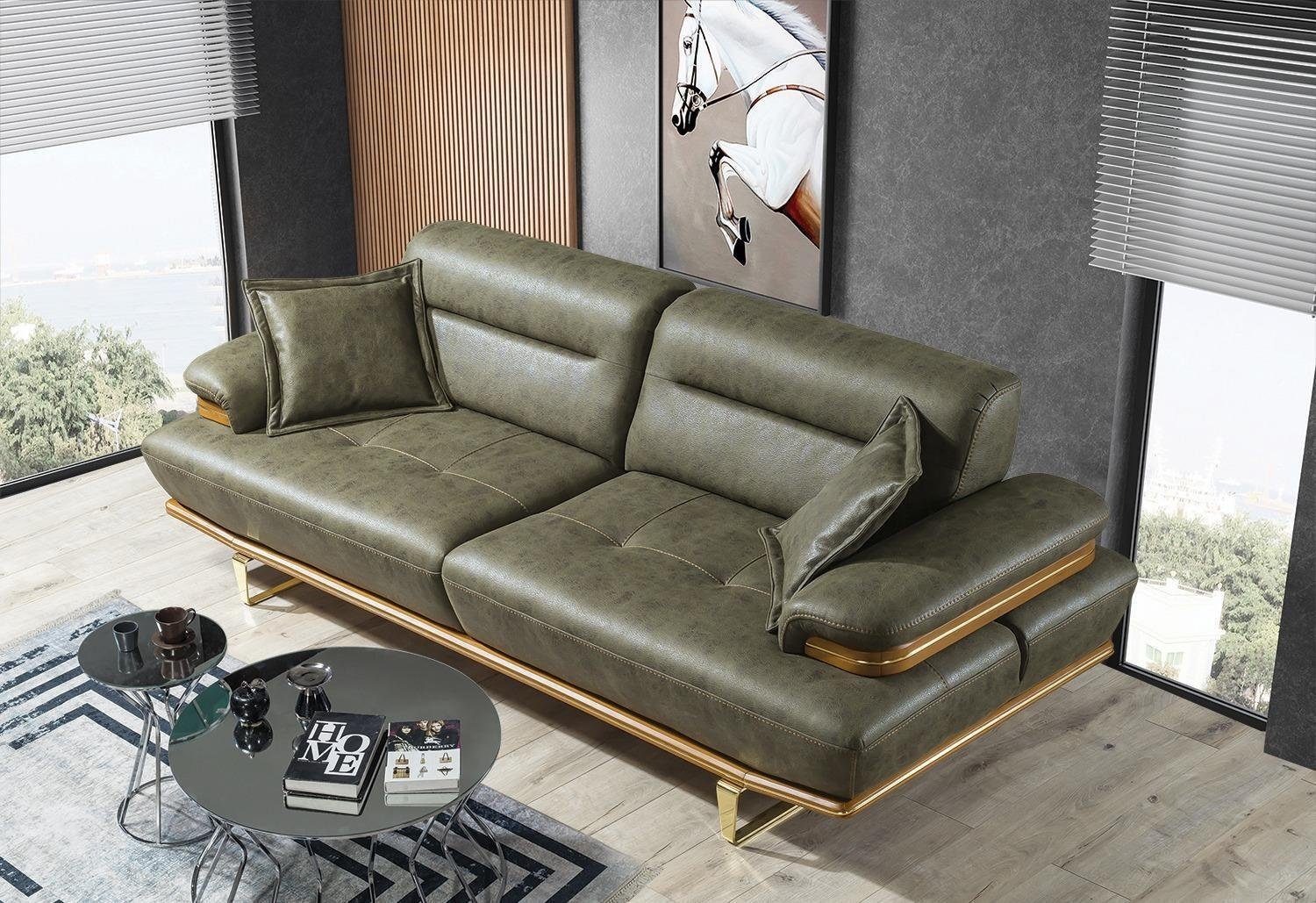 Sitzer/Sessel), Sessel Wohnzimmer Sofagarnitur 2x in Set Europa JVmoebel 3 (3-St., Wohnzimmer-Set Design 331 Made Sitzer Leder Neu, Sofa Sofa