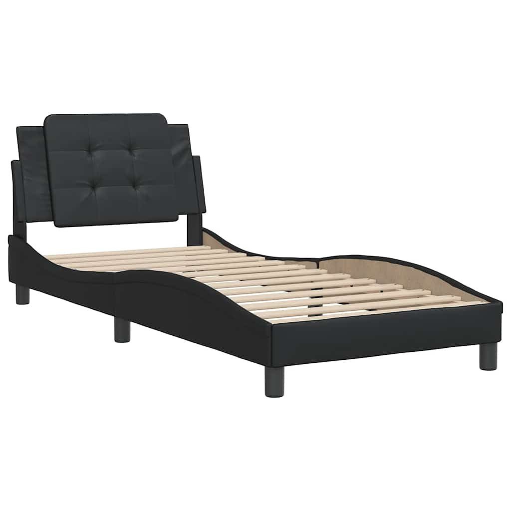 Bett Bettgestell ohne Matratze "Zadar" Schwarz 90x190 cm Kunstleder