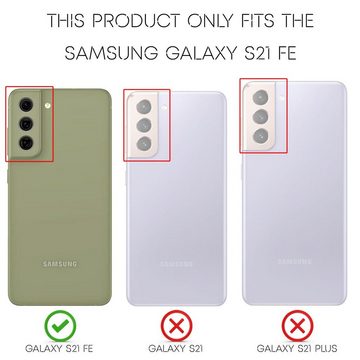 Nalia Smartphone-Hülle Samsung Galaxy S21 FE, Carbon-Look Silikon Hülle / Matt Schwarz / Rutschfest / Karbon Optik