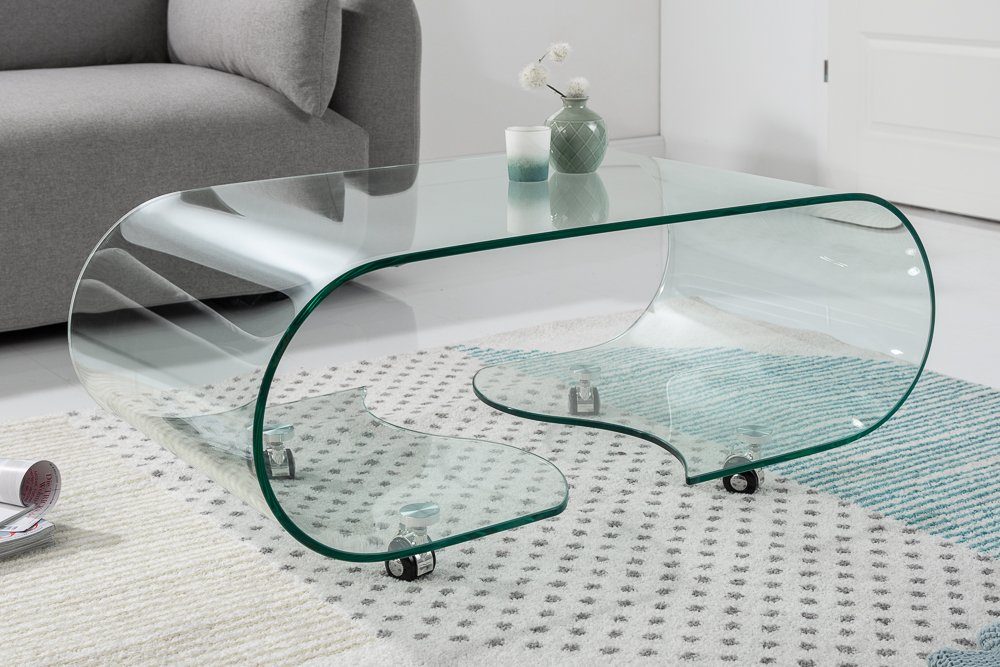 90cm rund riess-ambiente · transparent, FANTOME Design auf Rollen Couchtisch · Modern · · Glas Wohnzimmer