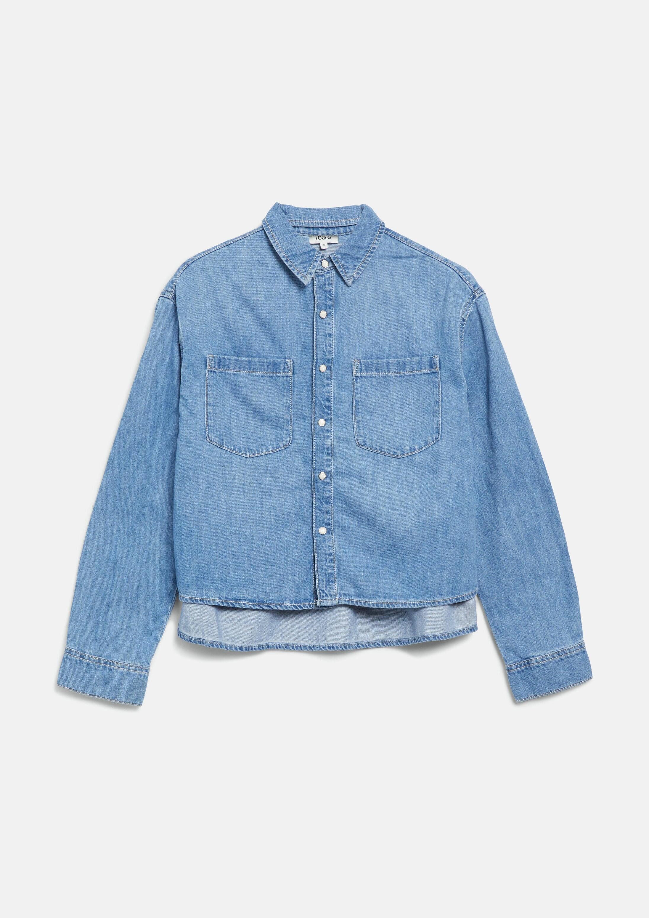 s.Oliver Hemdjacke Bluse Verkürzte Denim-Bluse