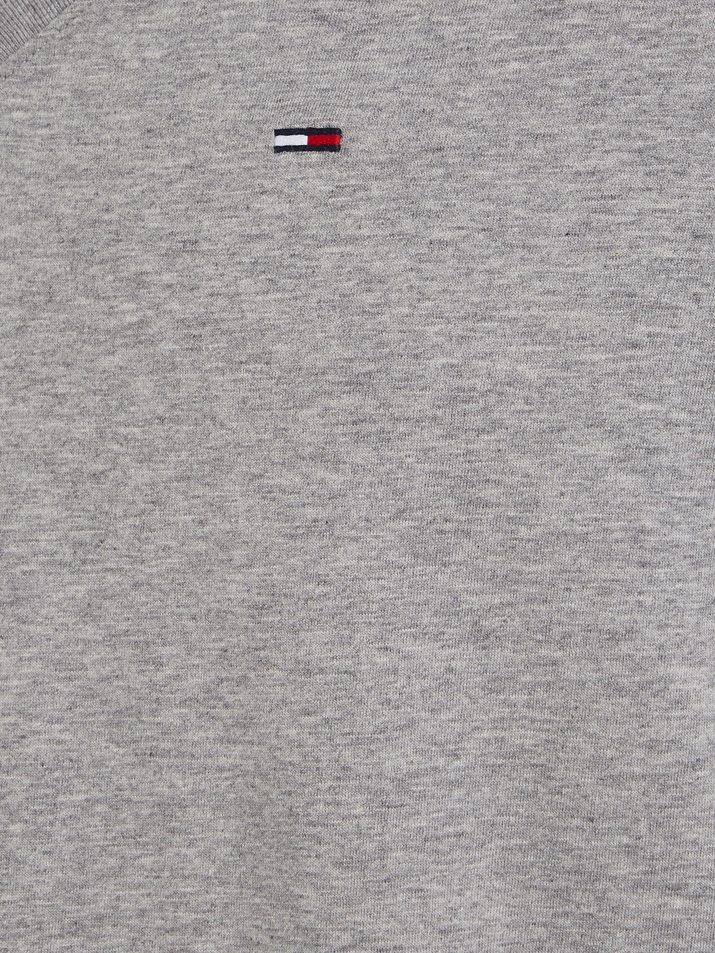 Tommy Jeans T-Shirt TJM ORIGINAL light und Logo-Flag mit heather NECK dezenter 038 grey TEE V-Ausschnitt JERSEY V