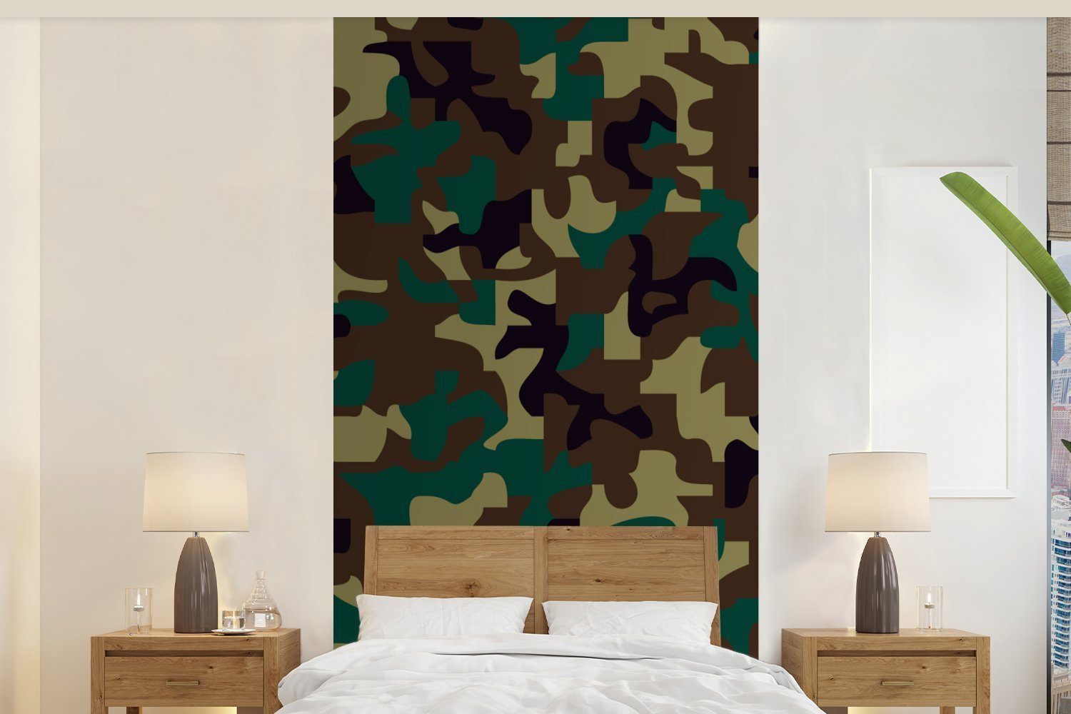 MuchoWow Fototapete Camouflage-Muster mit dunklen Farben, Matt, bedruckt, (2 St), Vliestapete für Wohnzimmer Schlafzimmer Küche, Fototapete | Fototapeten
