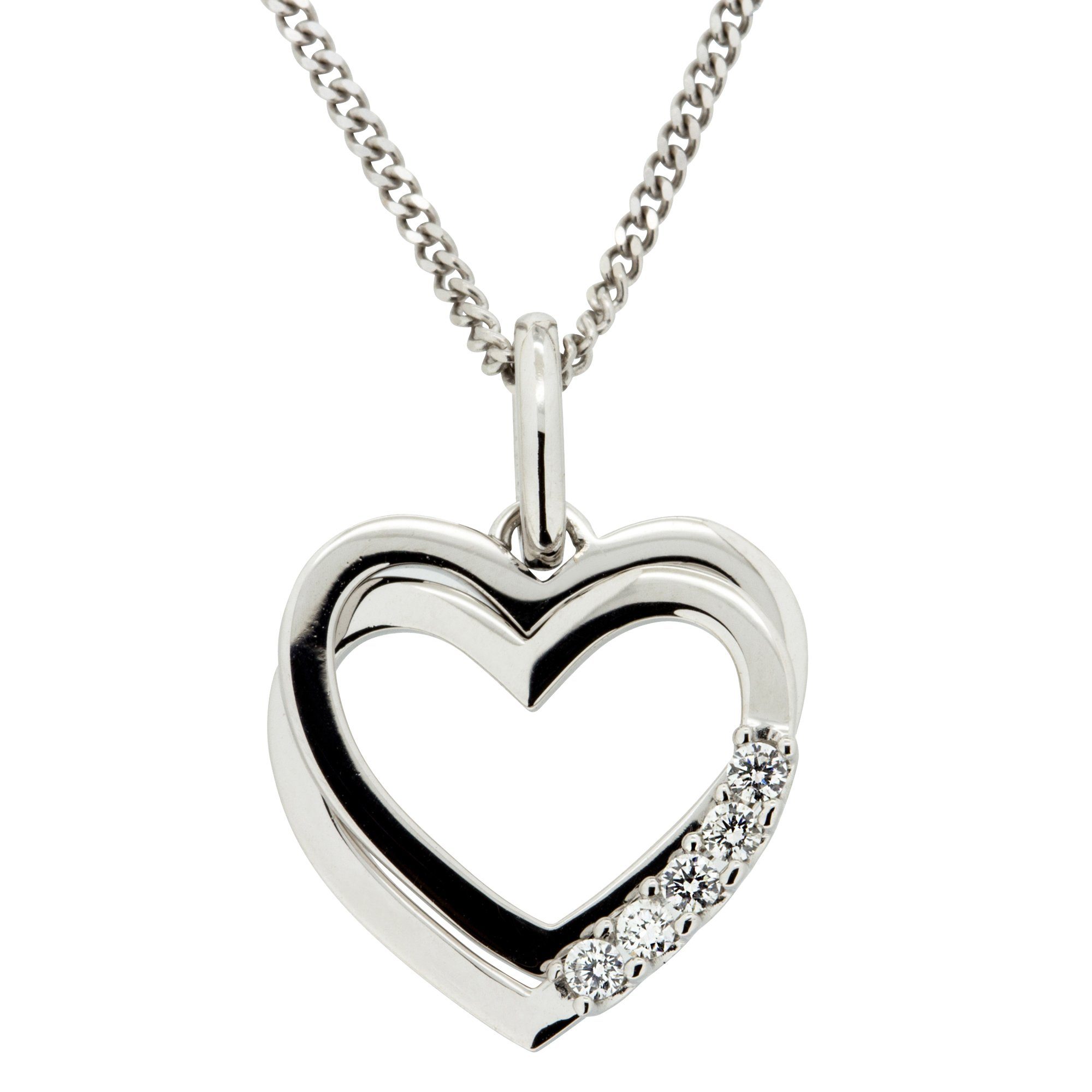 Orolino Kette mit Anhänger Gold 585 Herz-Anhänger mit 5 Brillanten zus. 0,1 günstig online kaufen