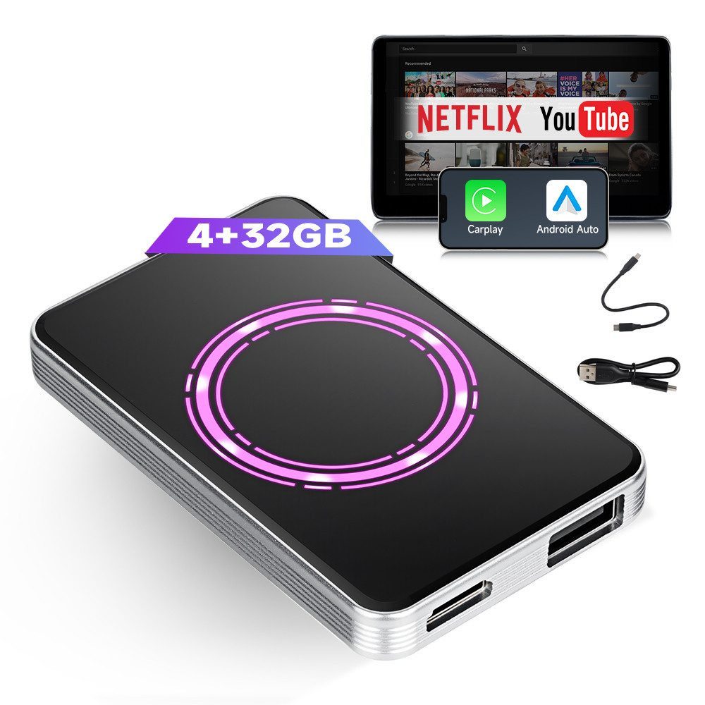 Hikity Android 12 CarPlay AI Box 4GB+32GB, Wireless Carplay/Auto & YouTube Adapter
