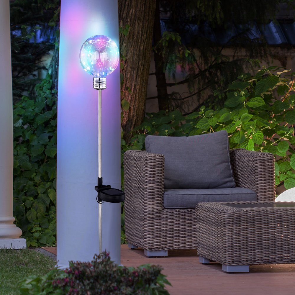 etc-shop LED Erdspieß Steck LED Farbwechsel, Solar Farbwechsel RGB verbaut, LED-Leuchtmittel Garten Weg Gartenleuchte, Außen fest Kugel Lampe